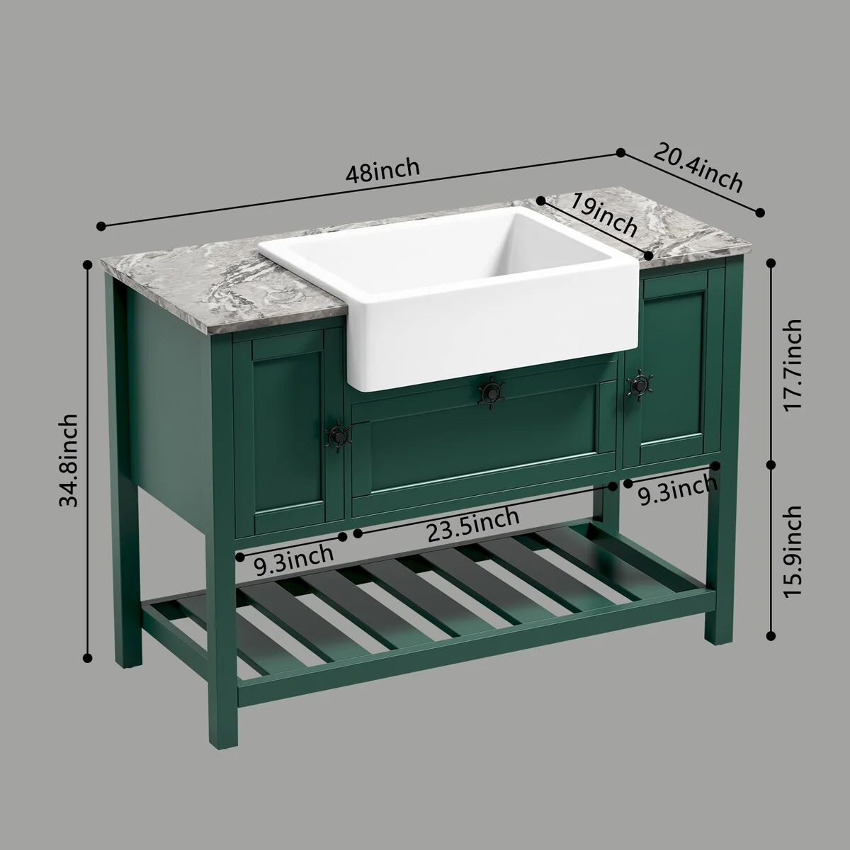 48 in.W x 20 in.D x 33.60 in.H Solid Wood Bathroom Vanities Without Tops