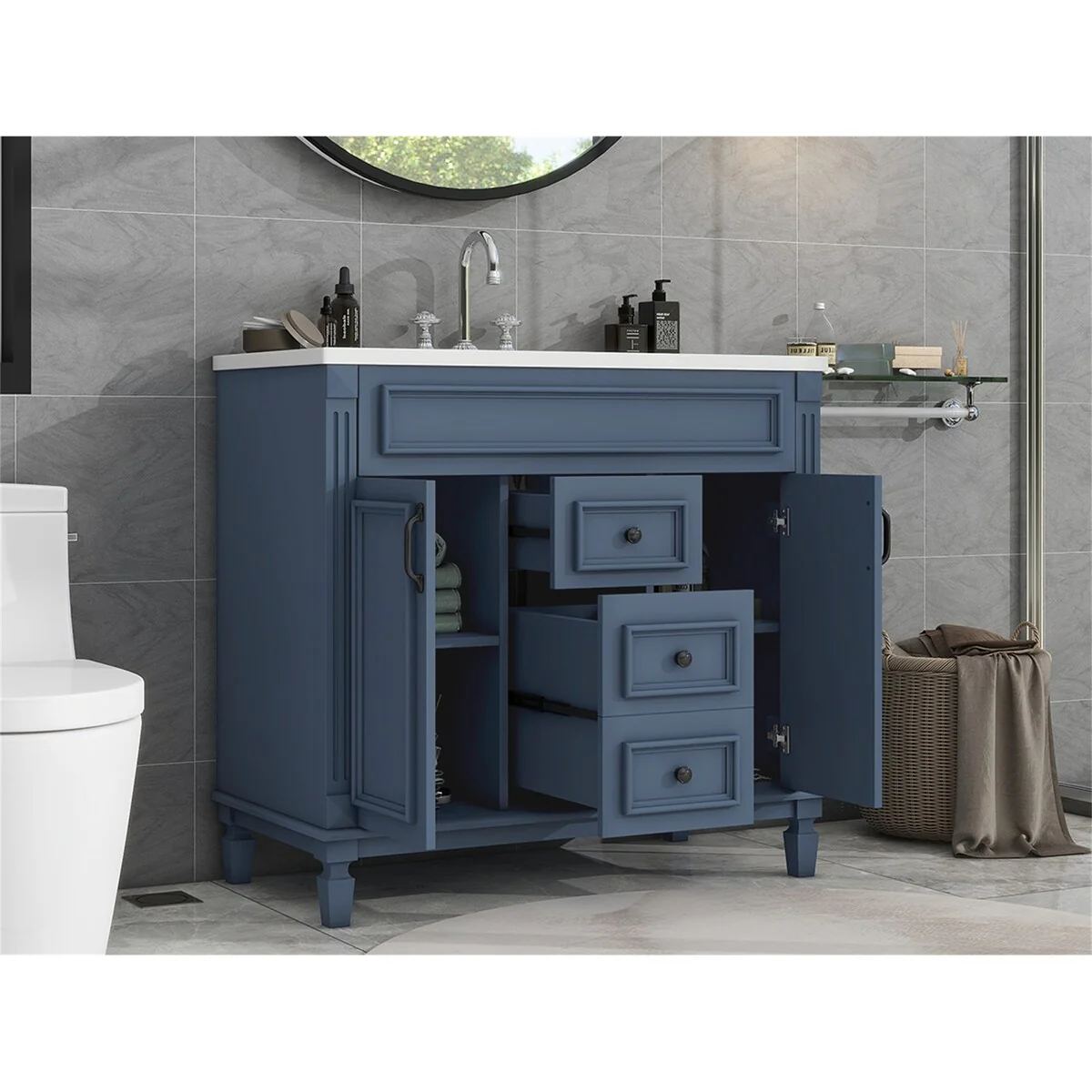 36'' Bathroom Vanity with Top Sink,Bathroom Storage Cabinet