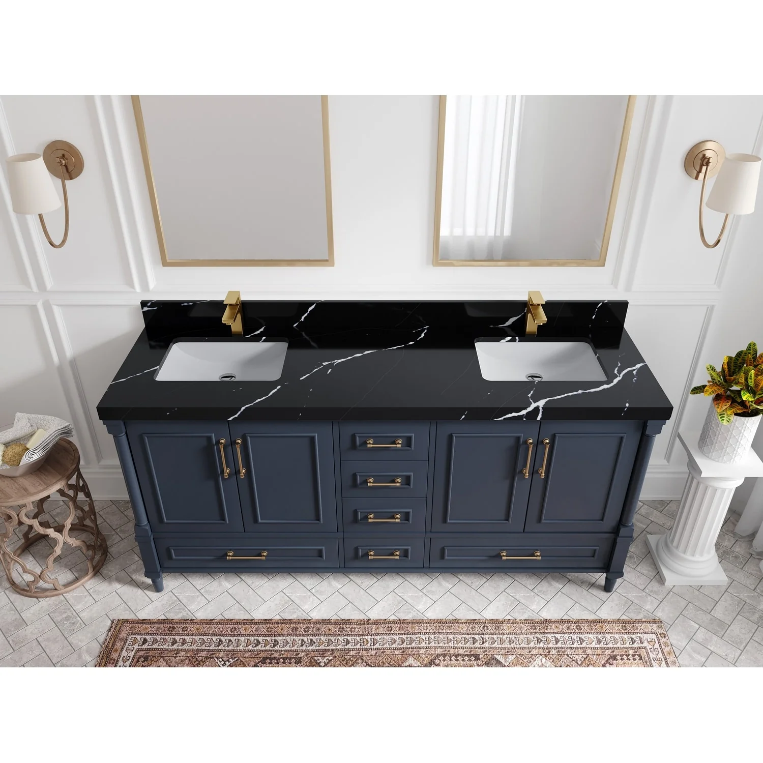 Willow Collections 72 in. W x 22 in. D Aberdeen Double Sink Bathroom Vanity with Countertops