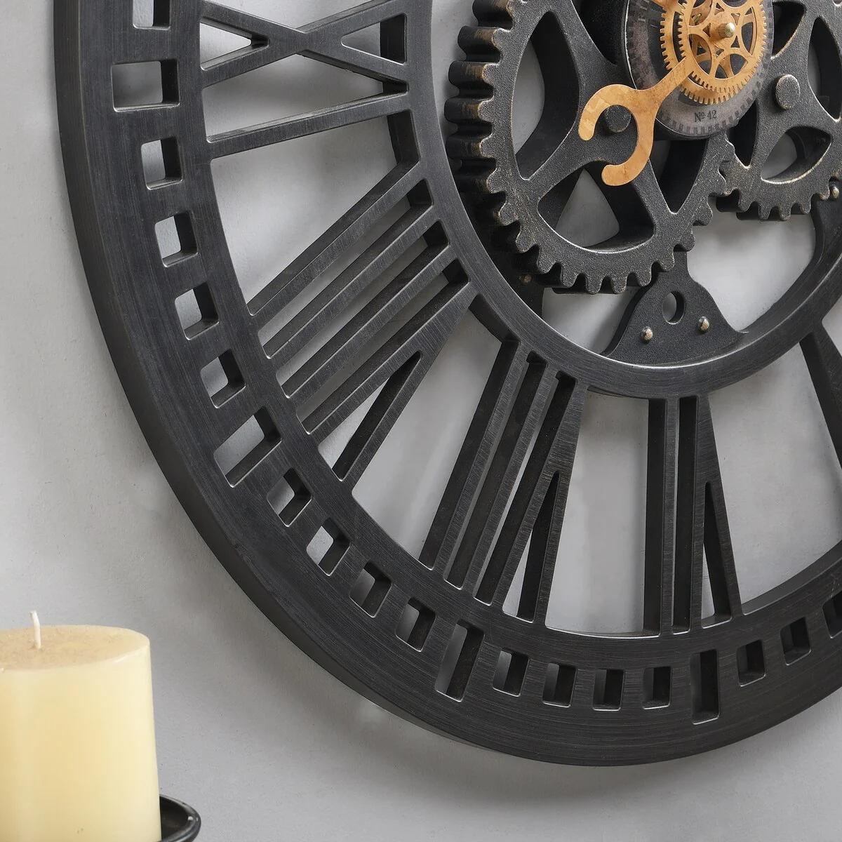 FirsTime & Co. Roman Gear Wall Clock, American Crafted, Oil Rubbed Bronze, Plastic, 24 x 2 x 24 in