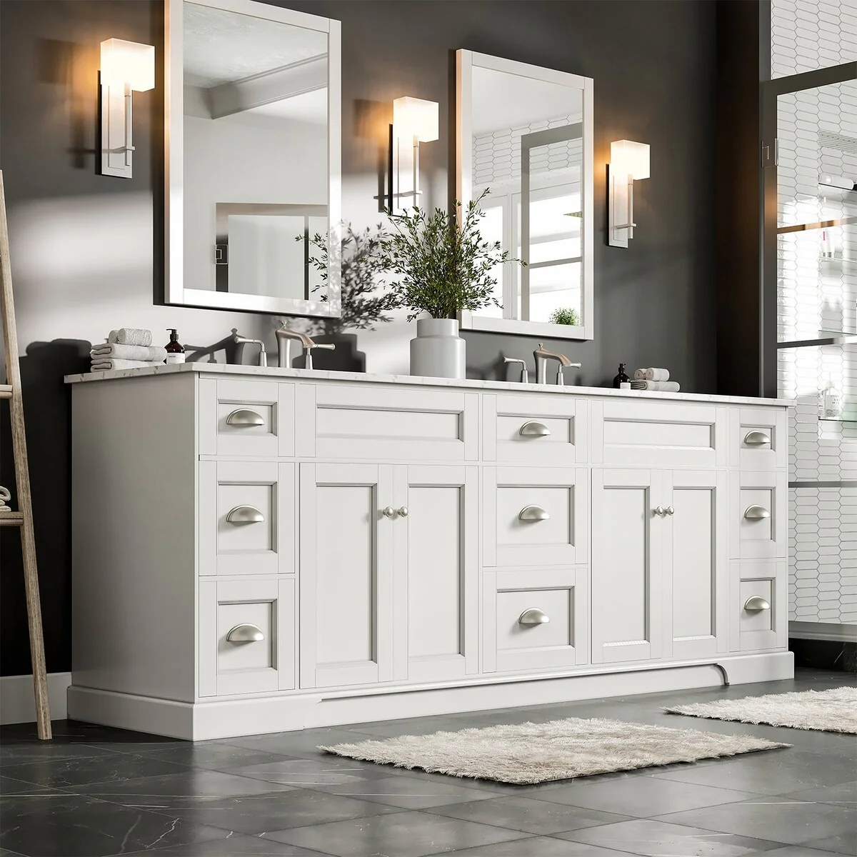 EVIVA Epic 84 Inch Transitional White Vanity