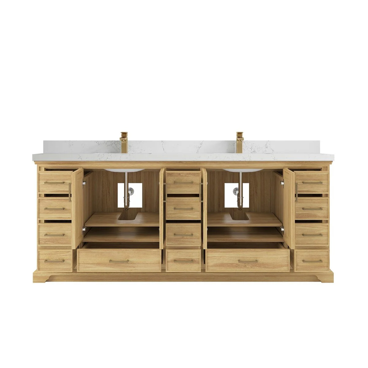 Willow Collections 84 in. W x 22 in. D Charlotte Teak Double Sink Bathroom Solid Teak Vanity with Countertop