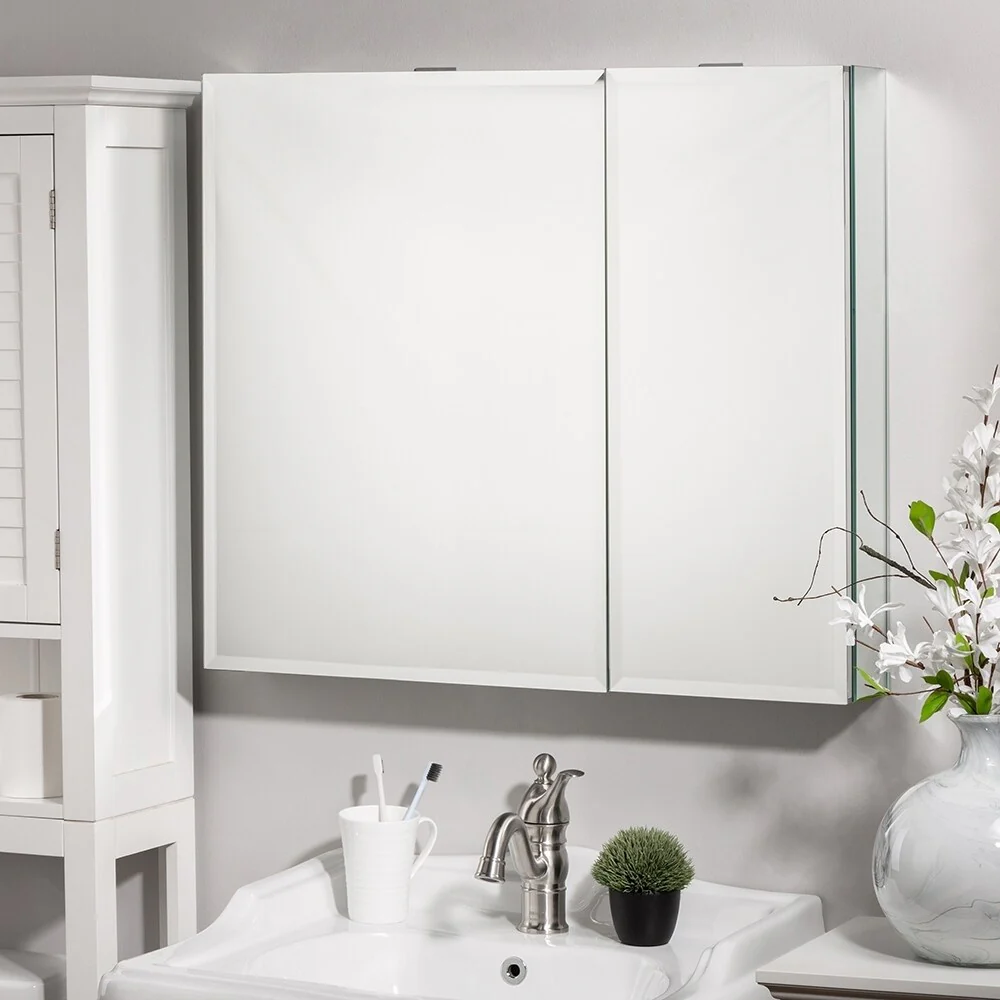 Aluminum Bathroom Mirror Wall Medicine Cabinet with Adjustable Shelves