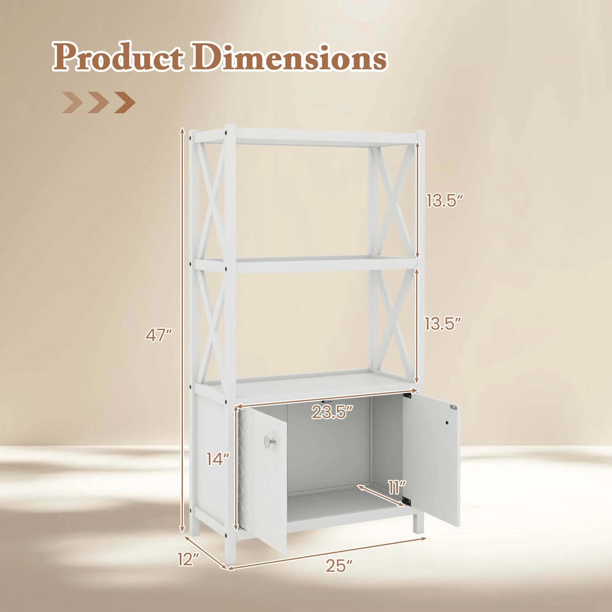Costway Bathroom Storage Cabinet with Open Shelves & Double Doors - See Details