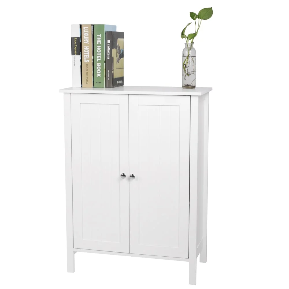 White Double Doors Adjustable Freestanding Bathroom Cabinet - 23.62