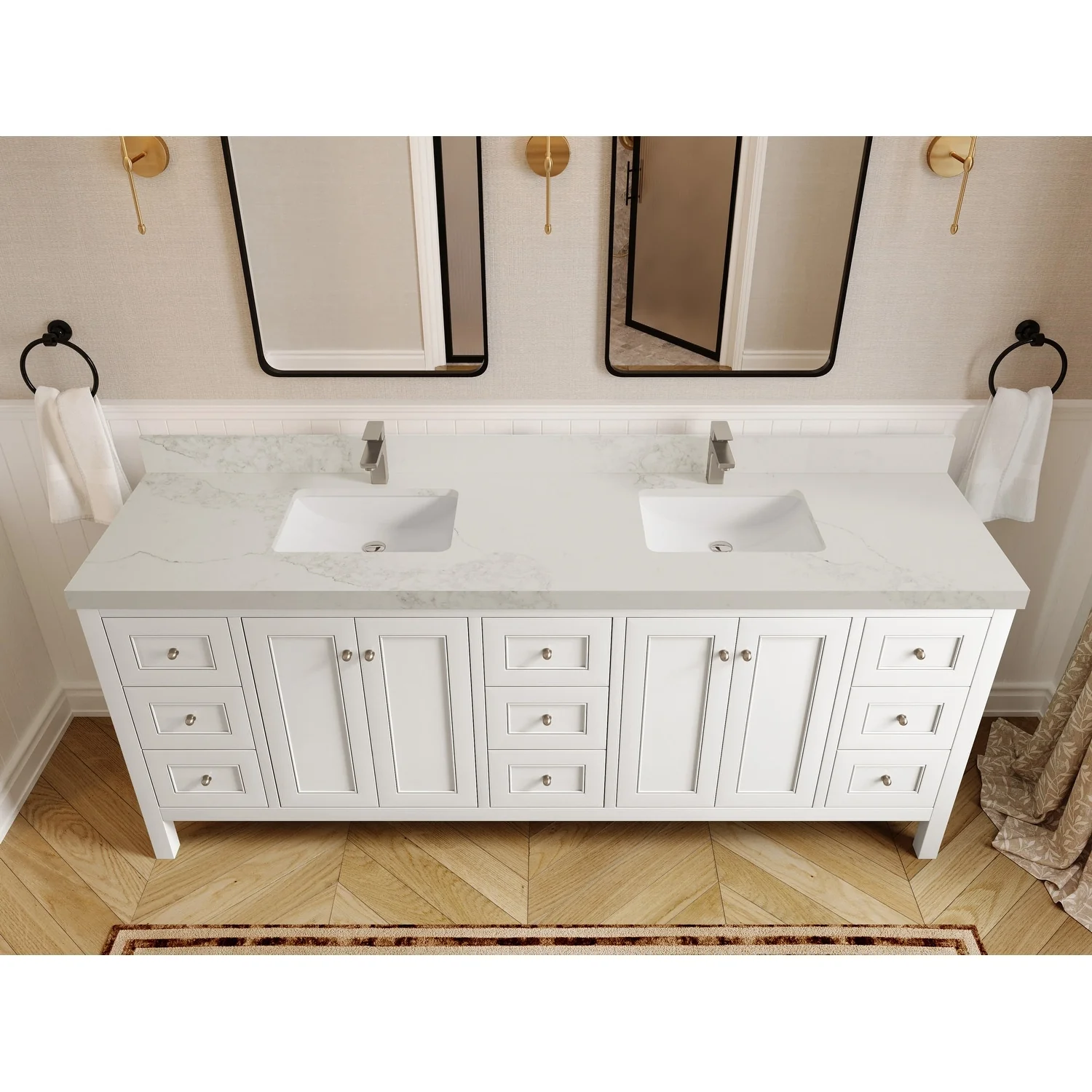 Willow Collections 84 in. W x 22 in. D Nashville Double Bowl Sink Bathroom Vanity with Countertop