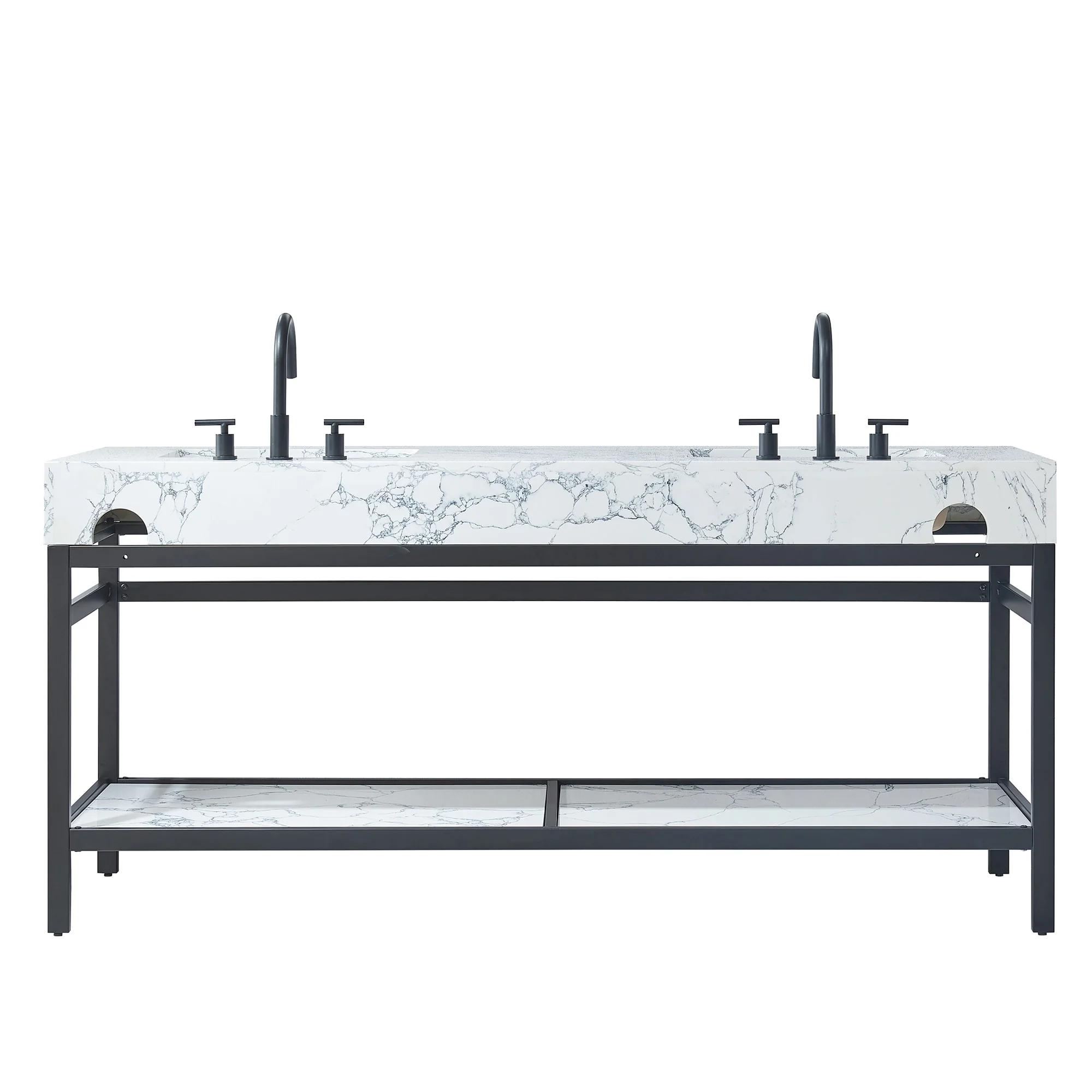 Ecija Bath Vanity, Metal Support with Composite Stone Top, no Mirror