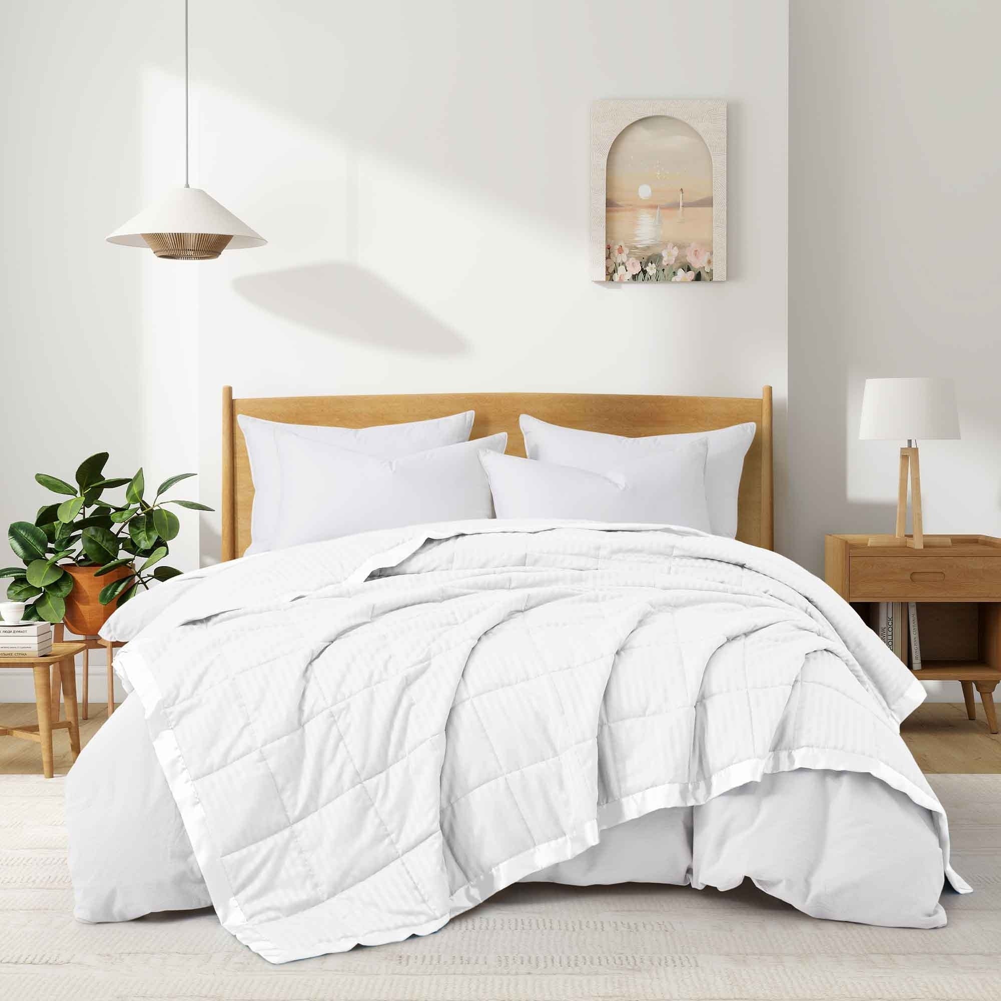 Hotel Quality Luxury All Season Jacquard Soft Bed Blanket with Satin Trim, Cozy and Warm