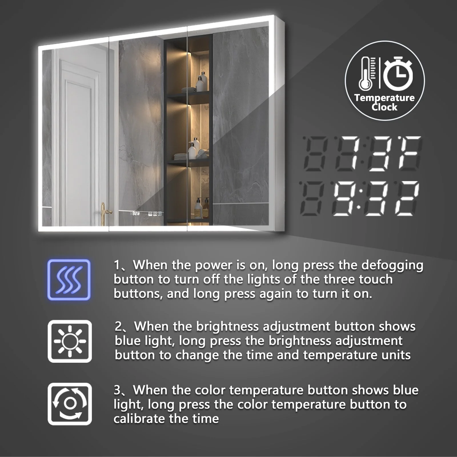 ExBrite Led Lighted Medicine Cabinet Recessed or Surface with Mirrors