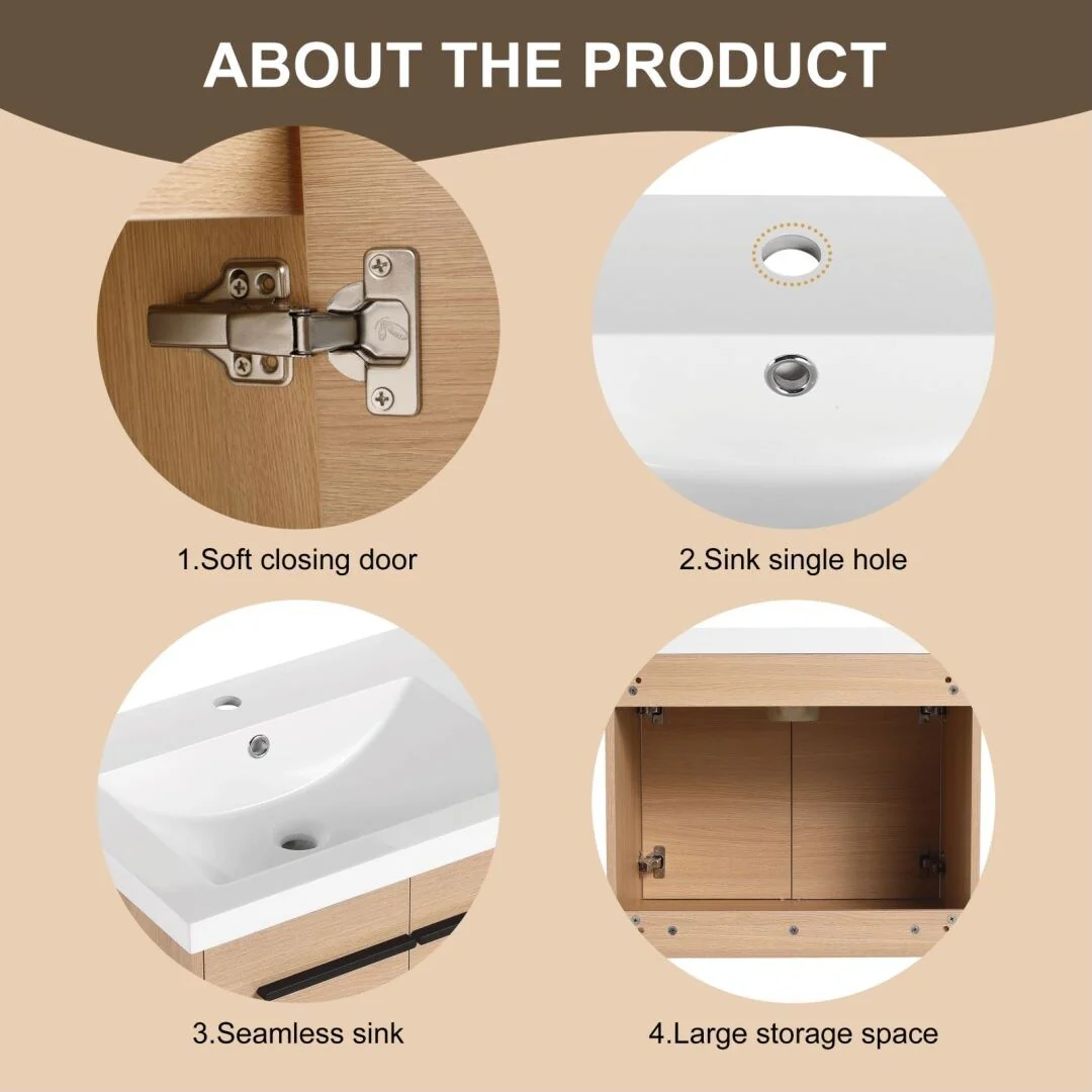 24-inch Bathroom Vanity with resin Countertop Sink 2 Doors Bathroom Cabinet Set