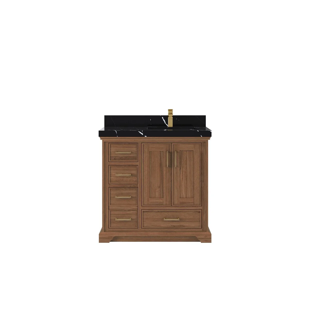 Willow Collections 36 in. W x 22 in. D Charlotte Teak Right Offset Sink Bathroom Solid Teak Vanity with Countertop
