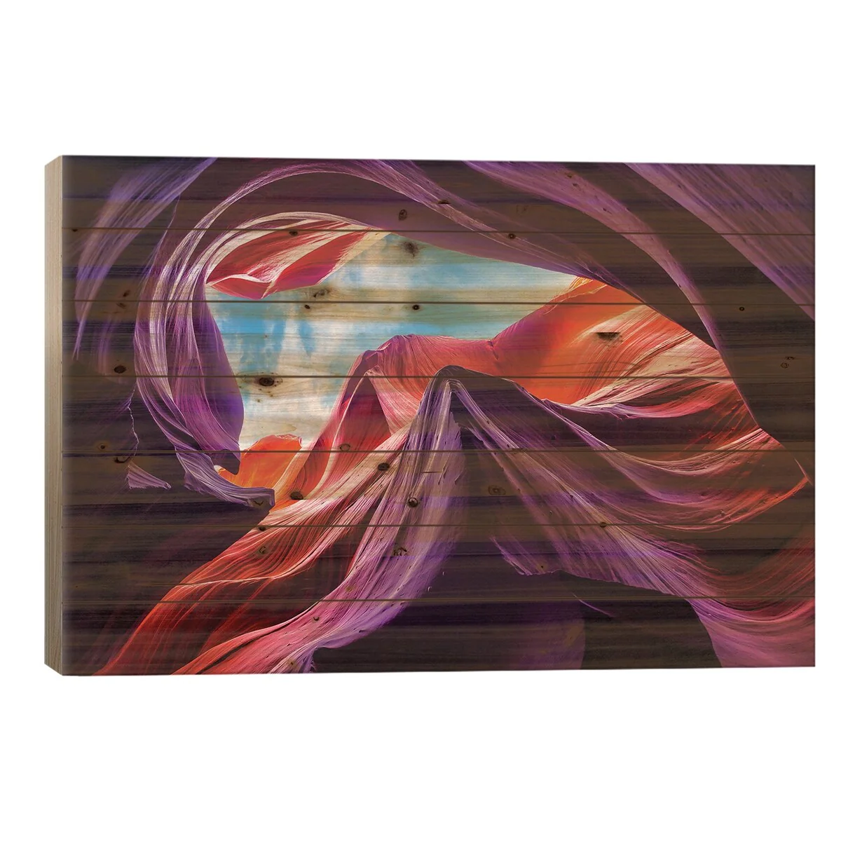 Magical Lower Antelope Canyon Print On Wood by Nanouk El Gamal - Multi-Color