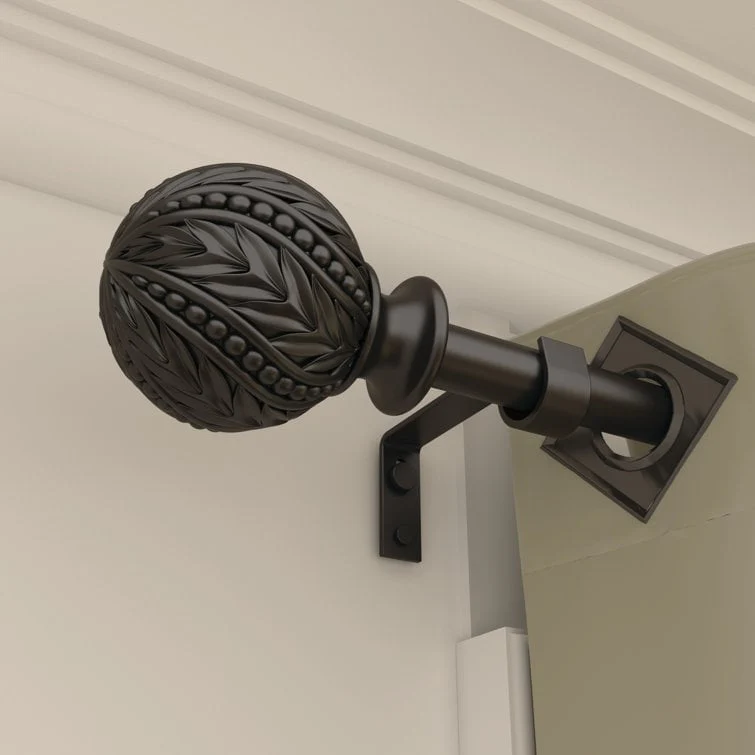 Debuono Black Adjustable Curtain Rod with Final Set