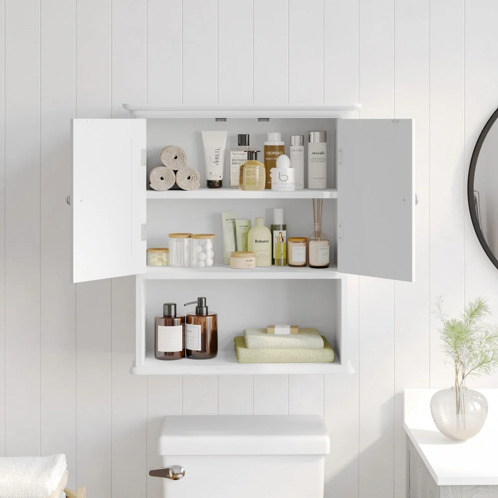 Farmhouse Wall Mount Medicine Cabinet with Adjustable Shelf and Dual Doors
