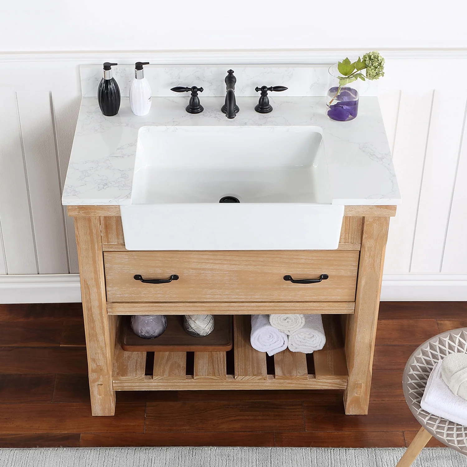 Villareal Bath Vanity with Composite Stone Top without Mirror