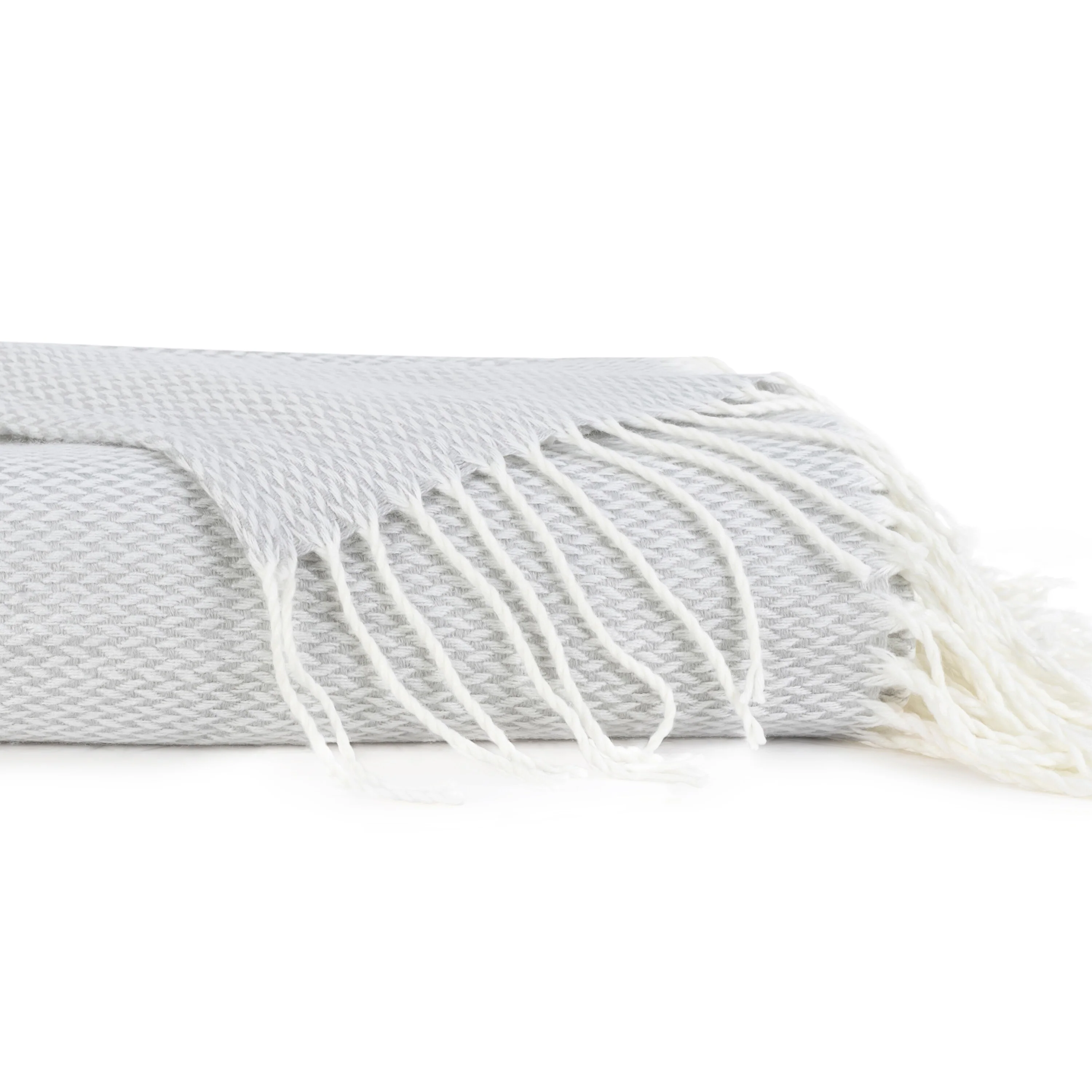 Becky Cameron Throw Blanket Herringbone with Fringed Edges