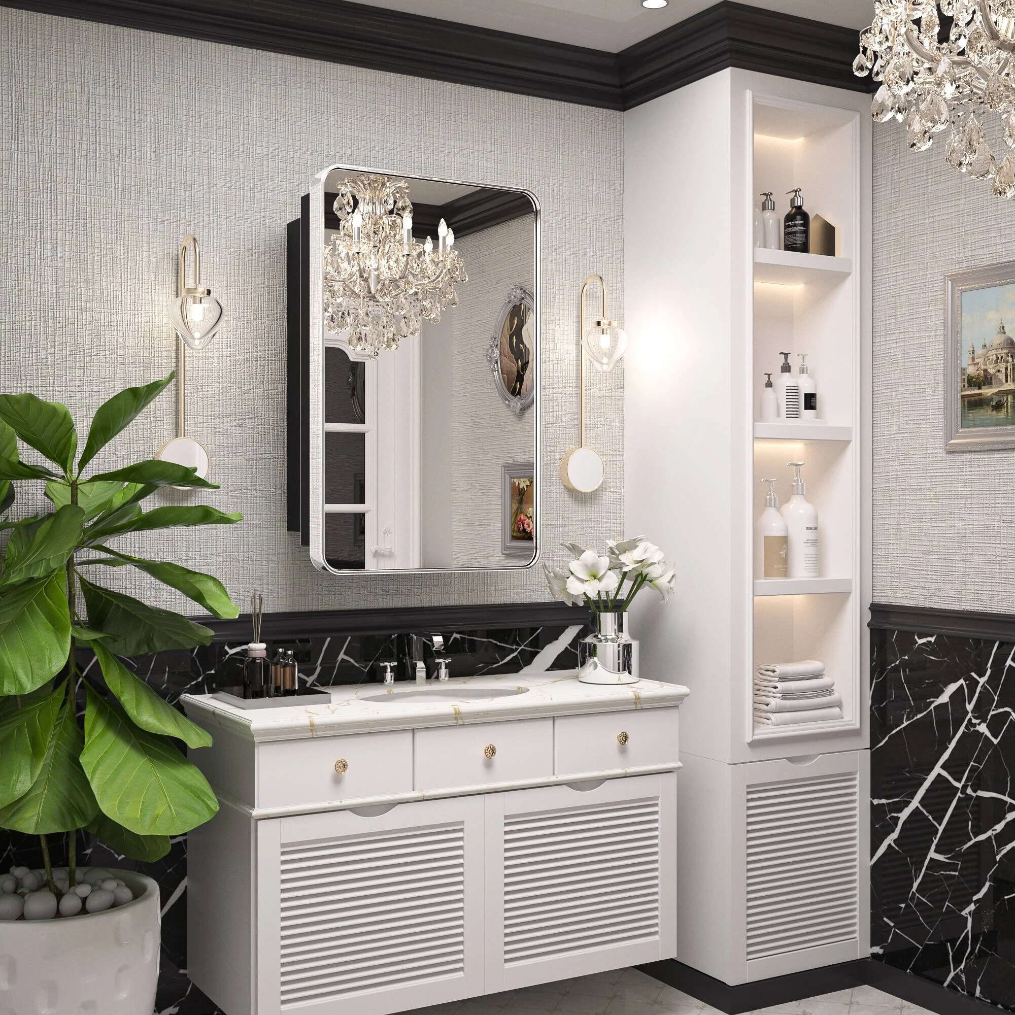 KEONJINN Medicine Cabinets for Bathroom with Mirror, Stainless Steel 1-3 Framed Doors