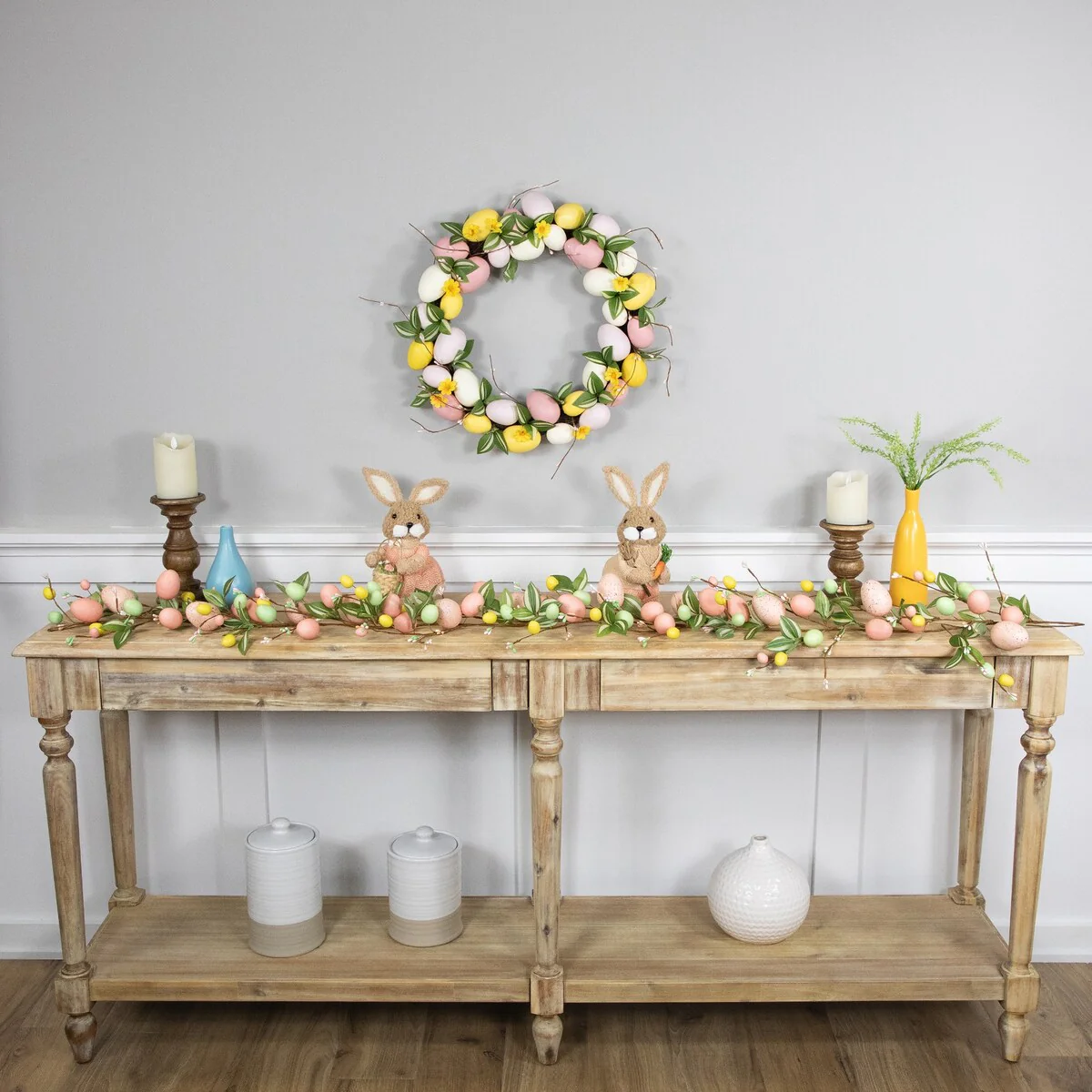 Easter Eggs and Flower Buds Artificial Wreath - 22