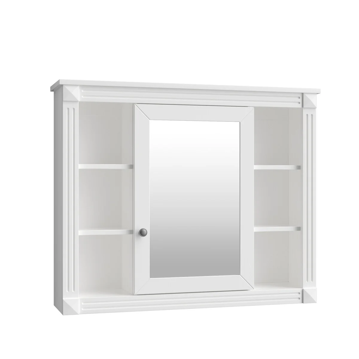 Wall Mounted Bathroom Storage Cabinet,Wall Cabinet with Mirror,Mirror Cabinet with 6 Open Shelves(Not Include Bathroom Vanity )