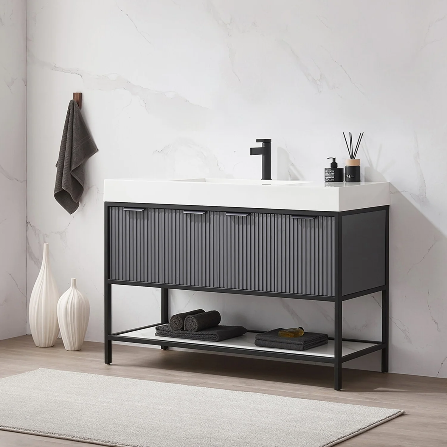 Marcilla 48 in. Single Sink Bath Vanity with Stone Sink Top