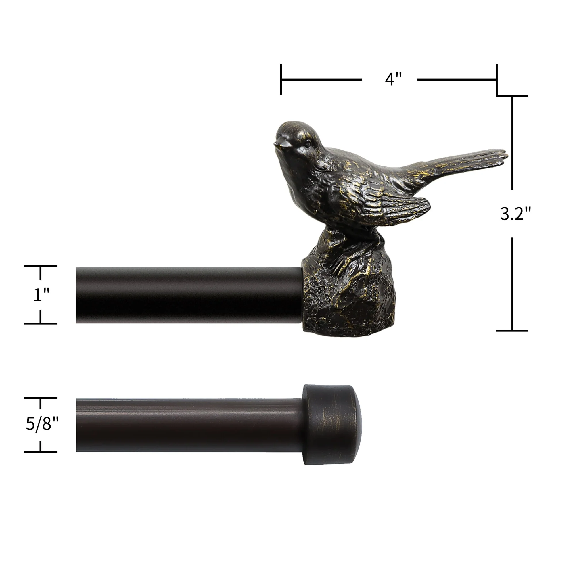 MERIVILLE 1-Inch Diameter Double Window Curtain Rod, Bird Finials