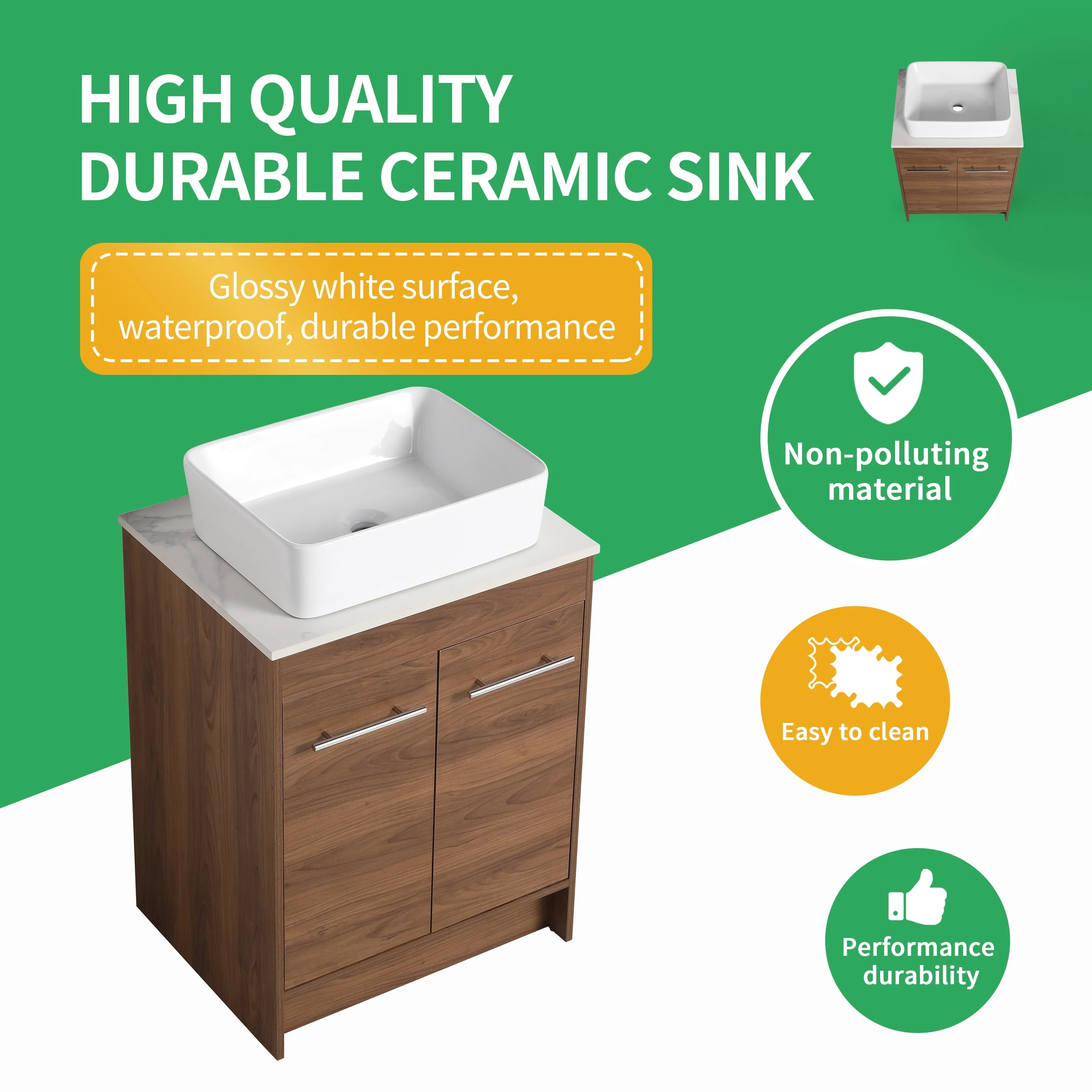 BNK 24/36/48/60 Inch Bathroom Vanity with Sink, Freestanding Bathroom Vanity with Soft Close Doors and Adjustable Shelf