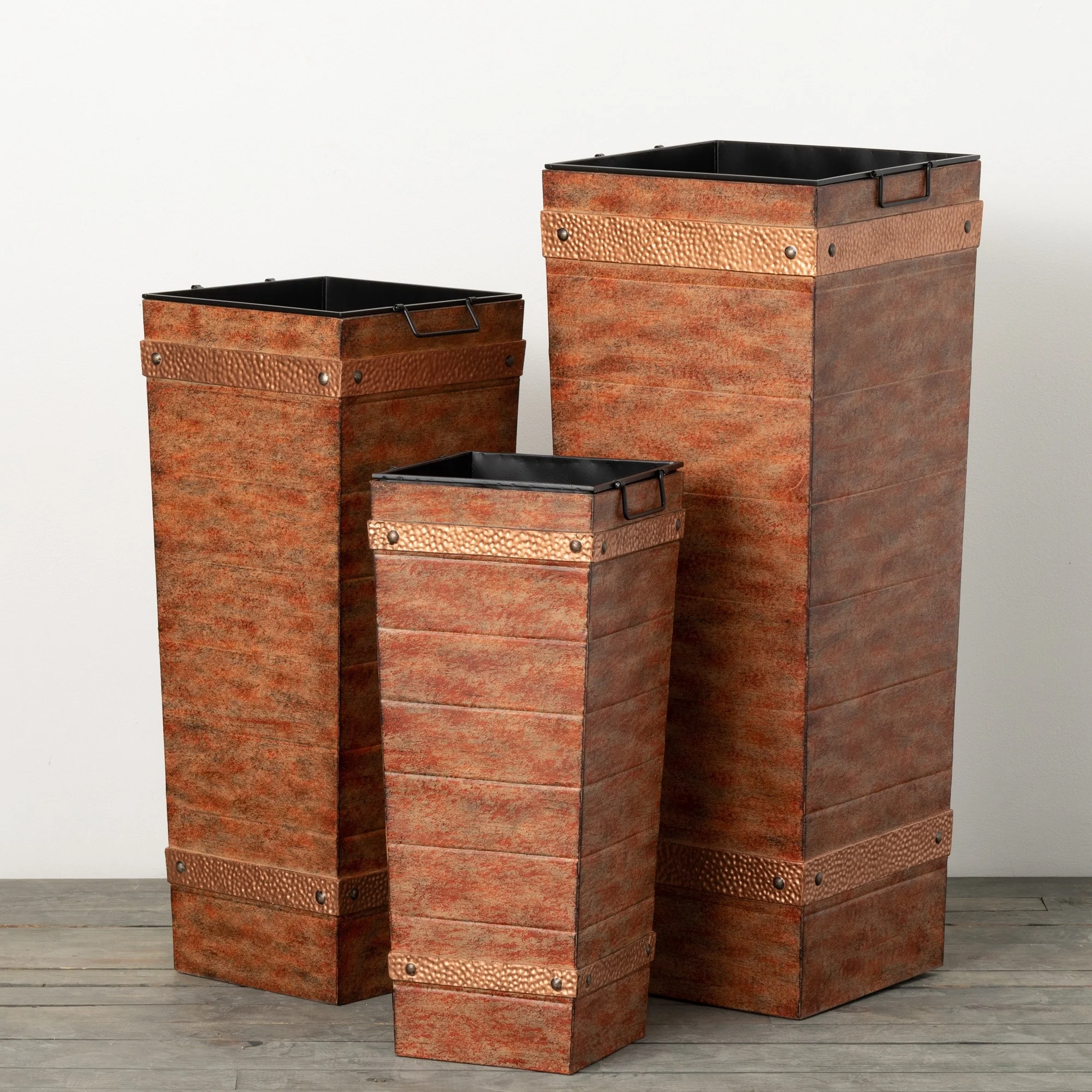 Sullivans 24.25 in., 30.2.5 in. and 36.25 in. Trim Tall Tapered Pots - Set of 3