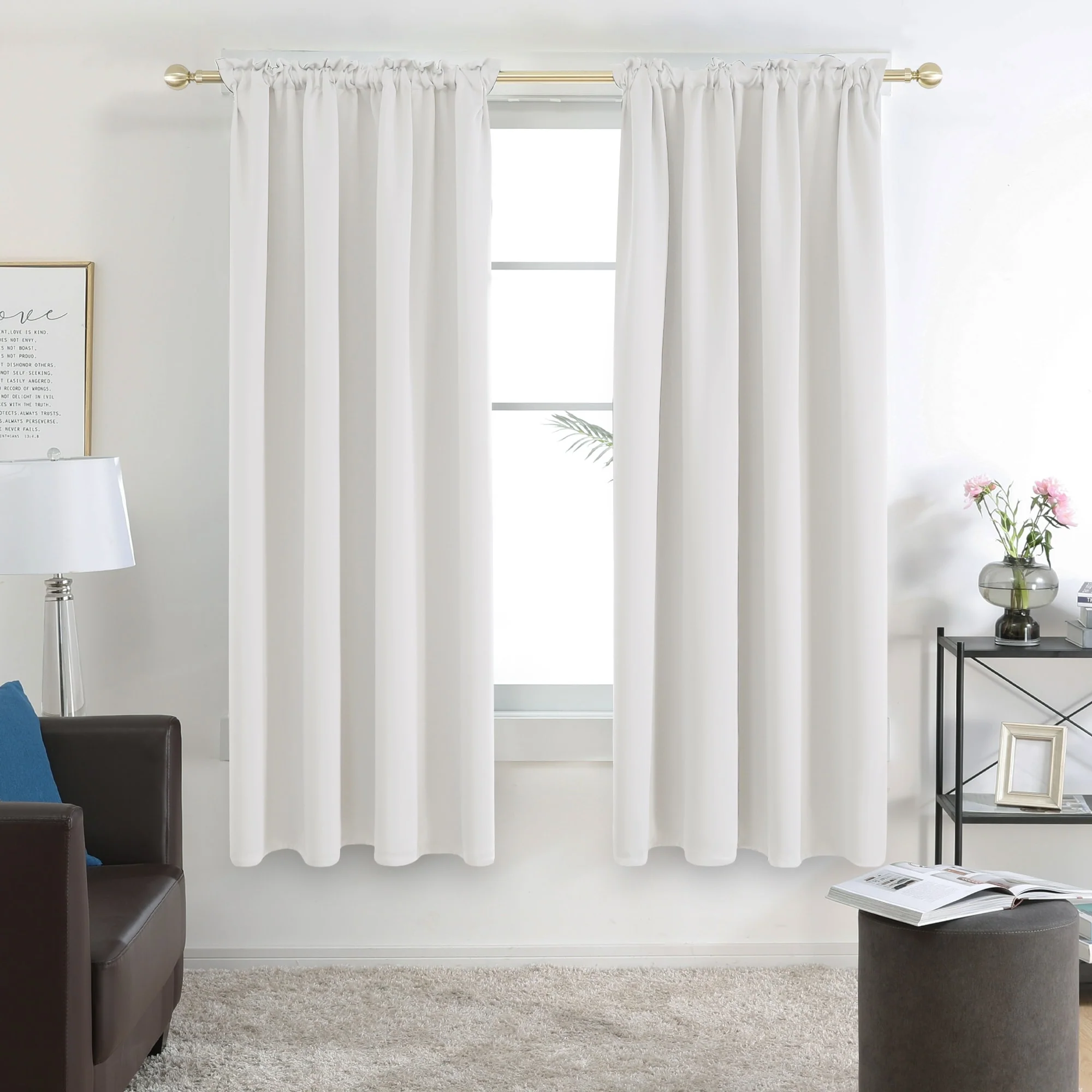 Deconovo Solid Rod Pocket Curtain Panel Pair (2 Panel)