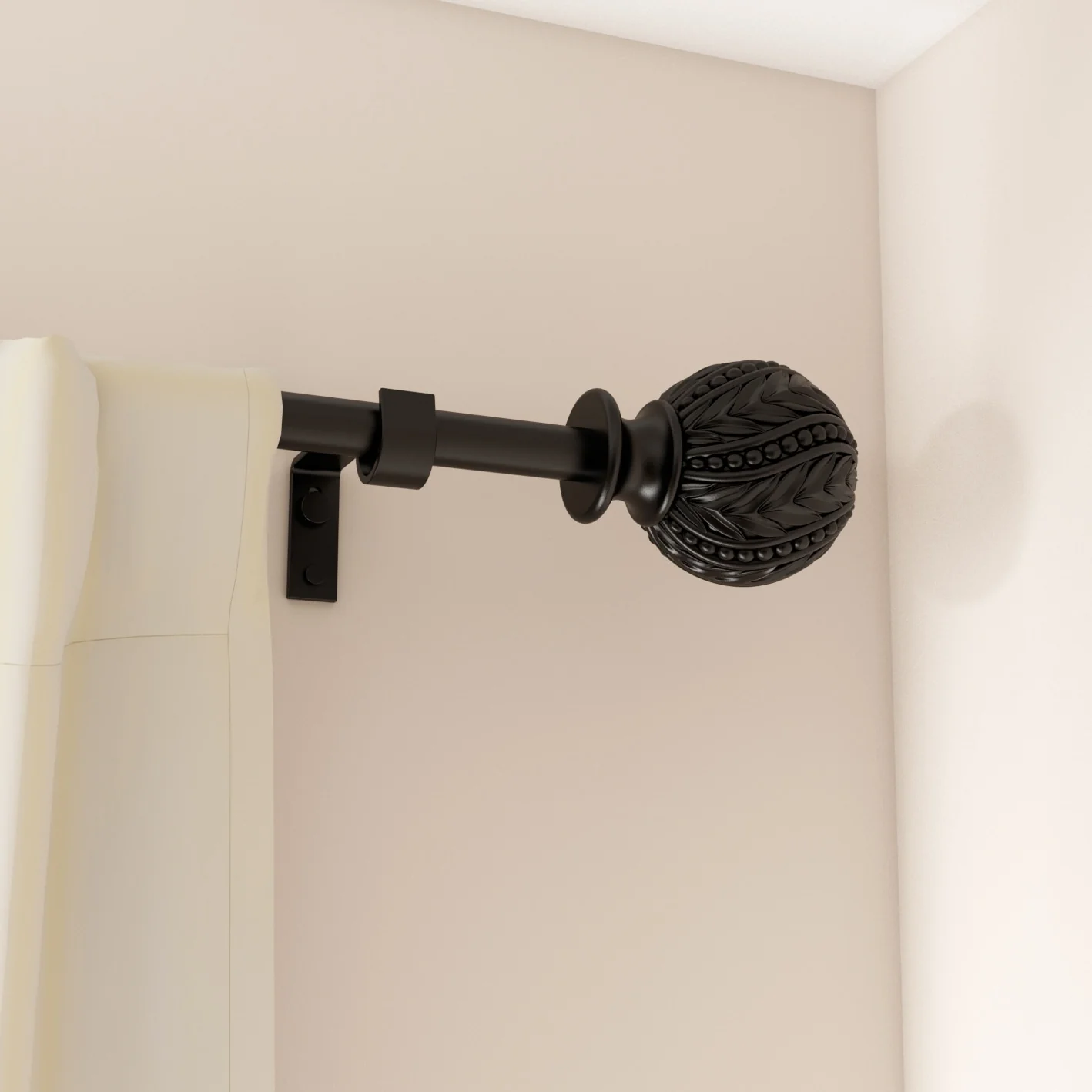 Debuono Black Adjustable Curtain Rod with Final Set