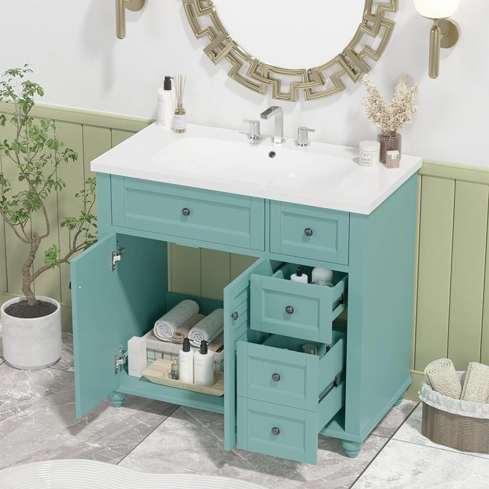 Solid Wood Frame Bathroom Storage Cabinet