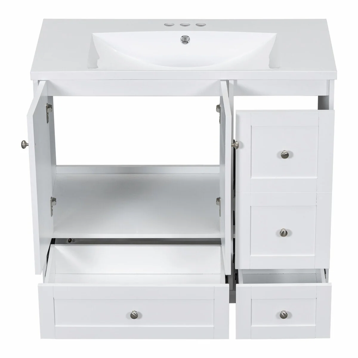 Modern 36-Inch Bathroom Vanity with Resin Sink and Ample Storage