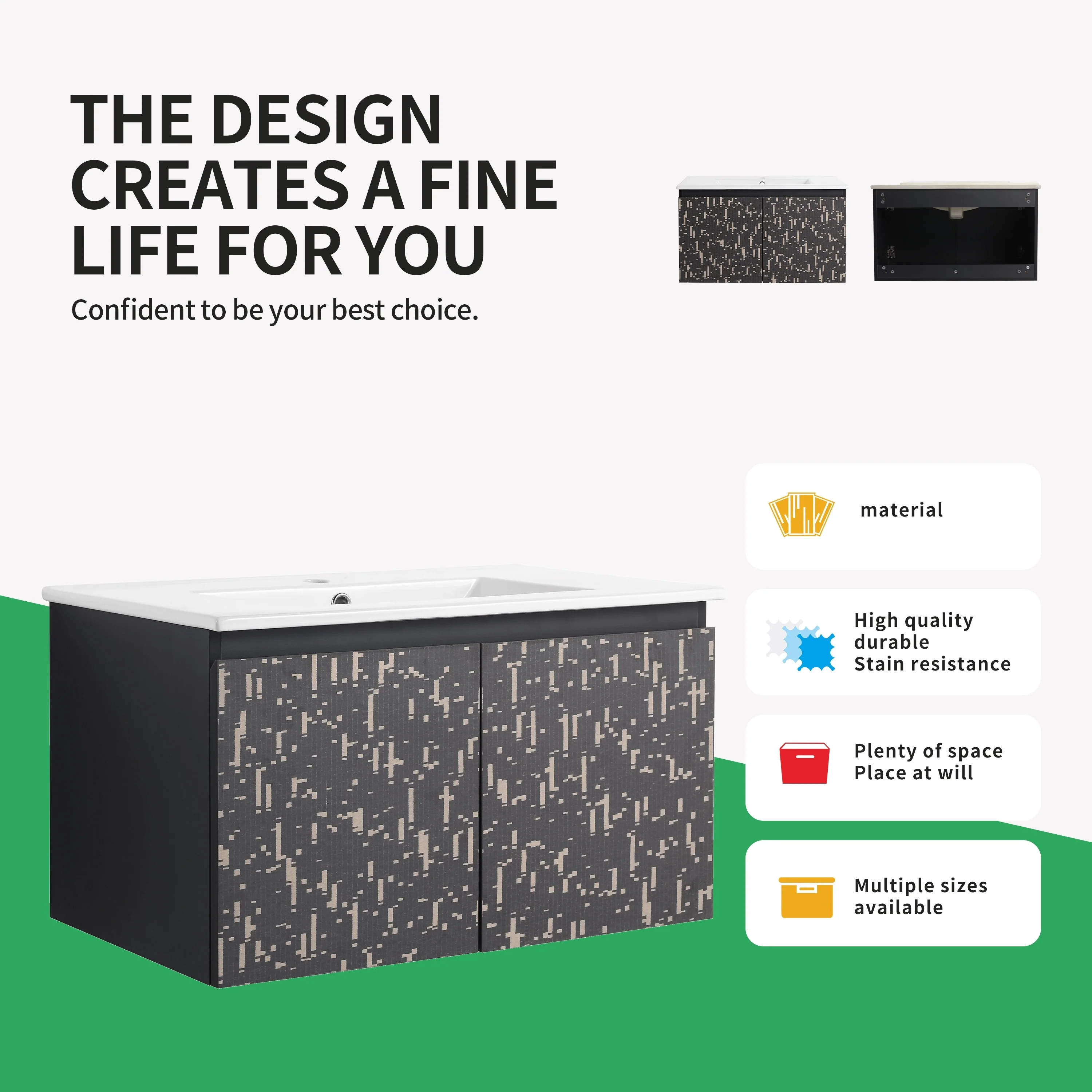 BNK 24/30/48 Inch Double Sink Bathroom Vanity with Soft Close Door