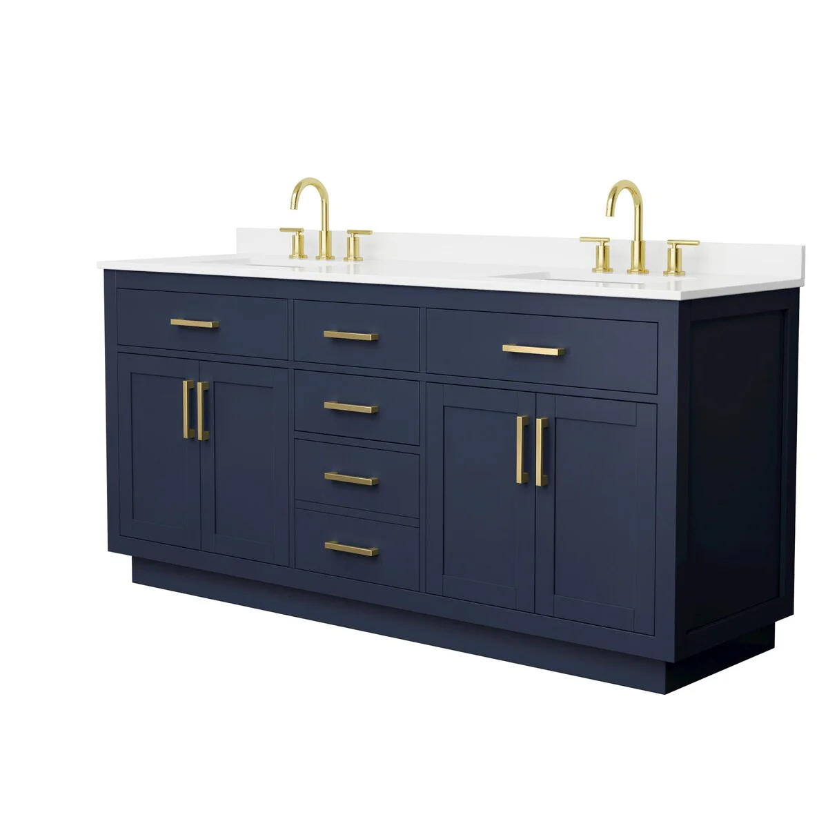 Beckett TK 72-inch Double Vanity, 3 Hole Quartz Top