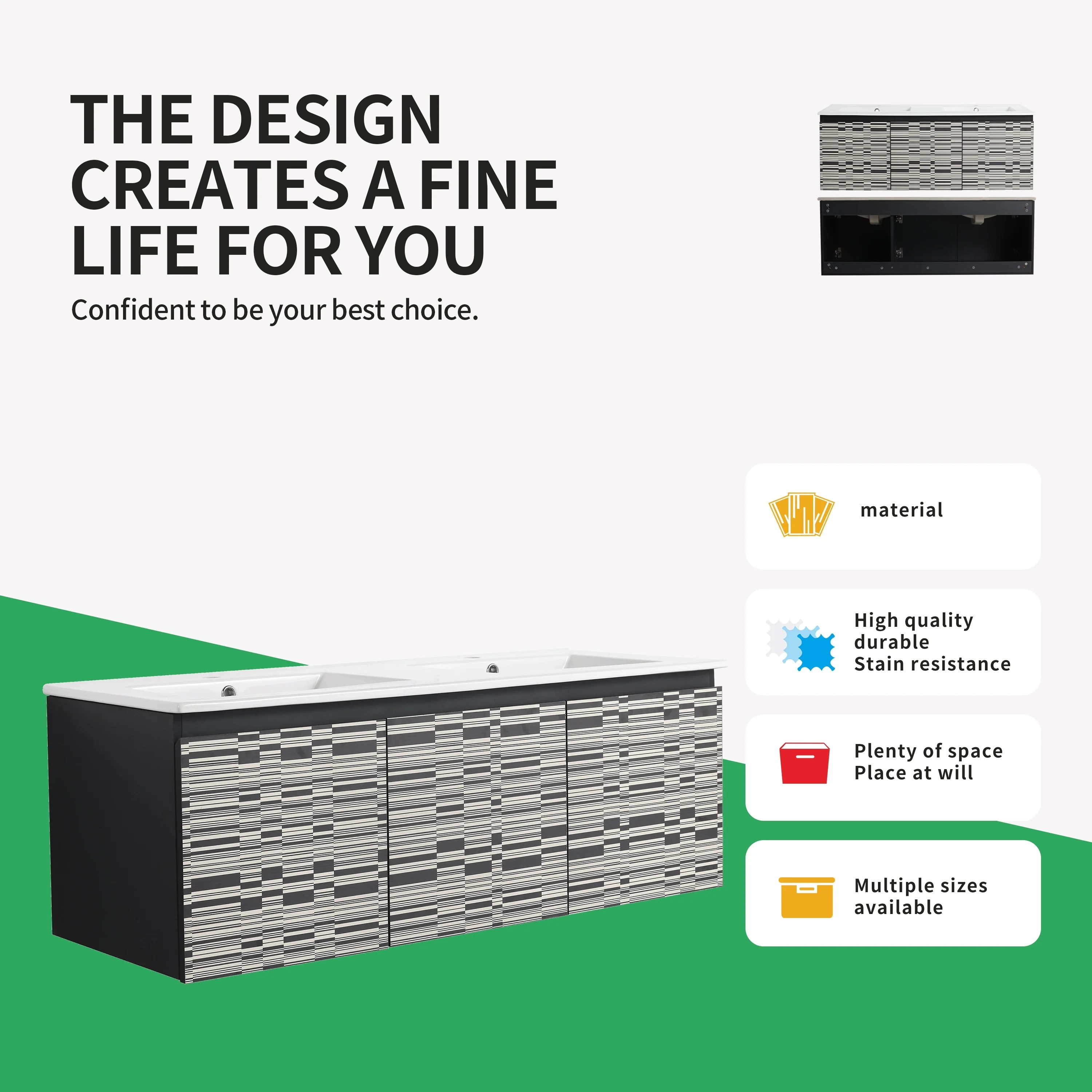 BNK 24/30/48 Inch Double Sink Bathroom Vanity with Soft Close Door