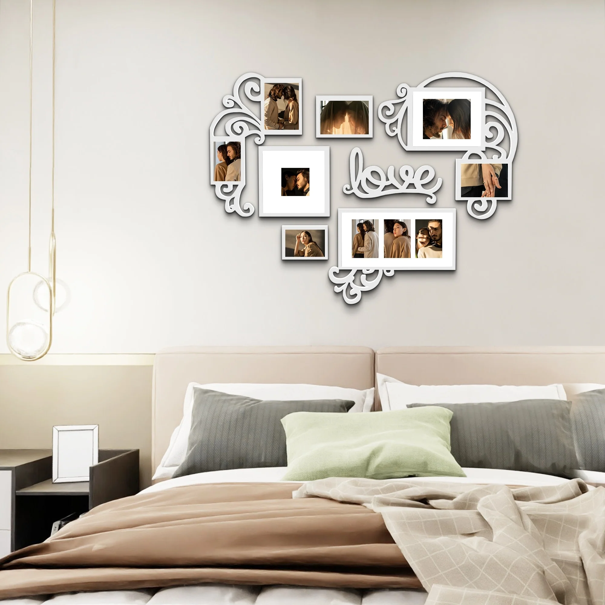 Heart Shaped Family Photo Frame Collage Display Three 4x6 Photos White