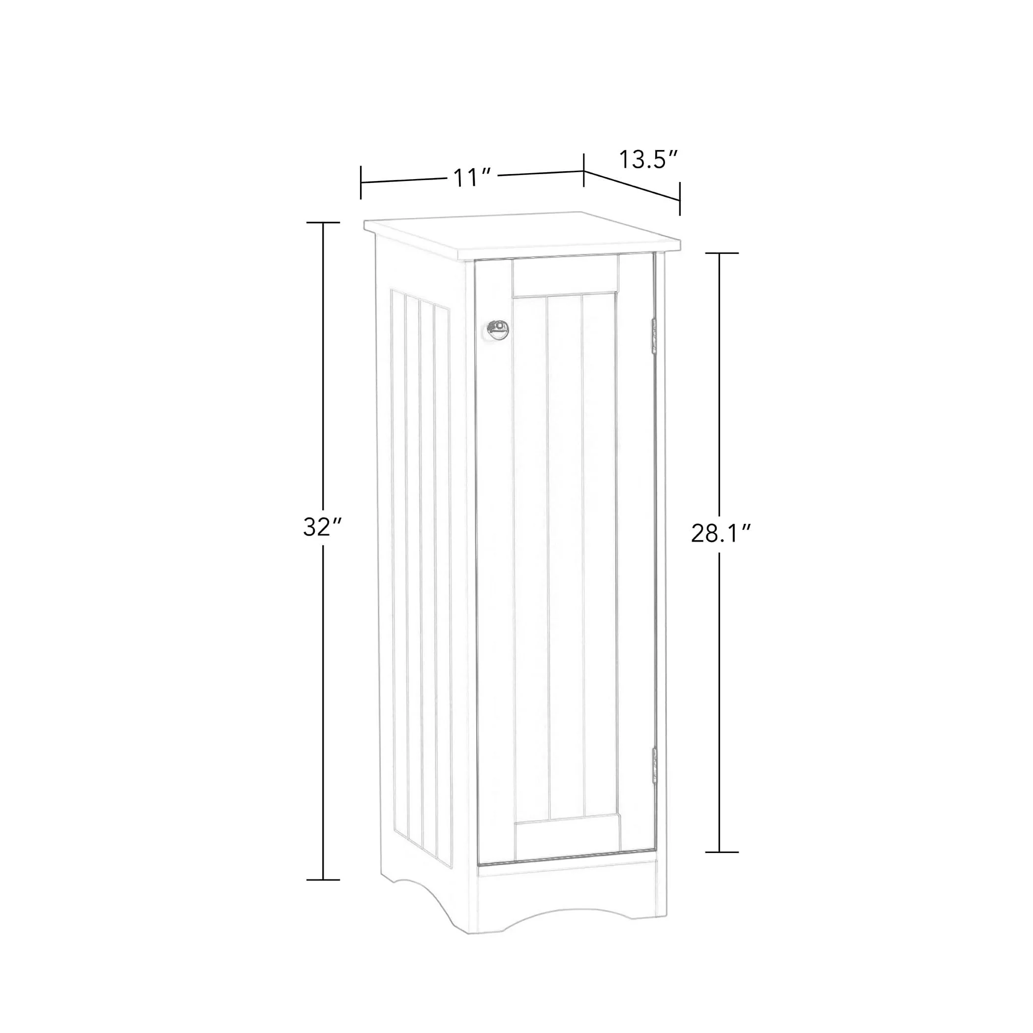 RiverRidge Ashland Single Door Narrow Bathroom and Laundry Storage Cabinet with Adjustable Shelves - White