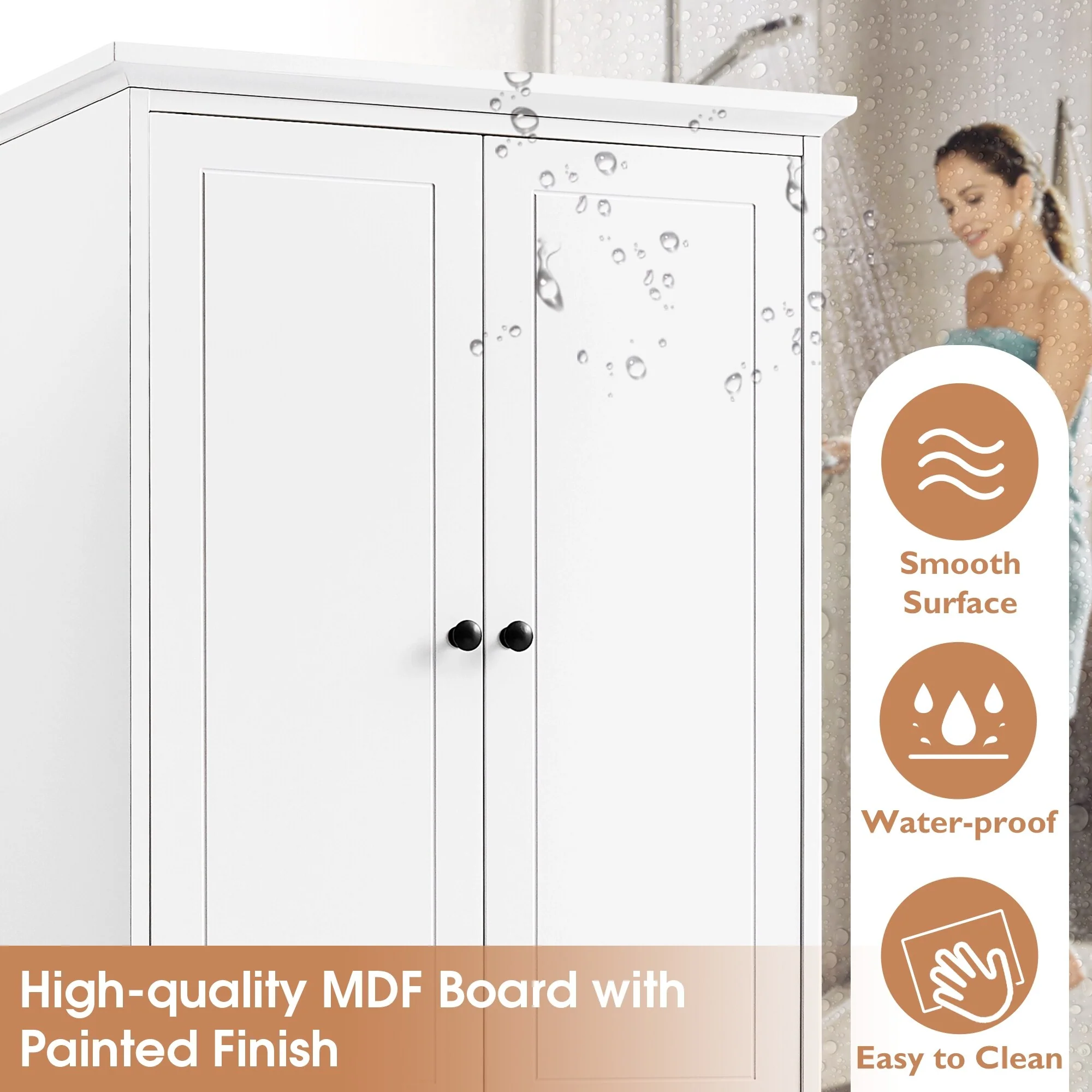 Modern Storage Cabinet with 2 Doors and 4 Drawers for Bathroom, Office