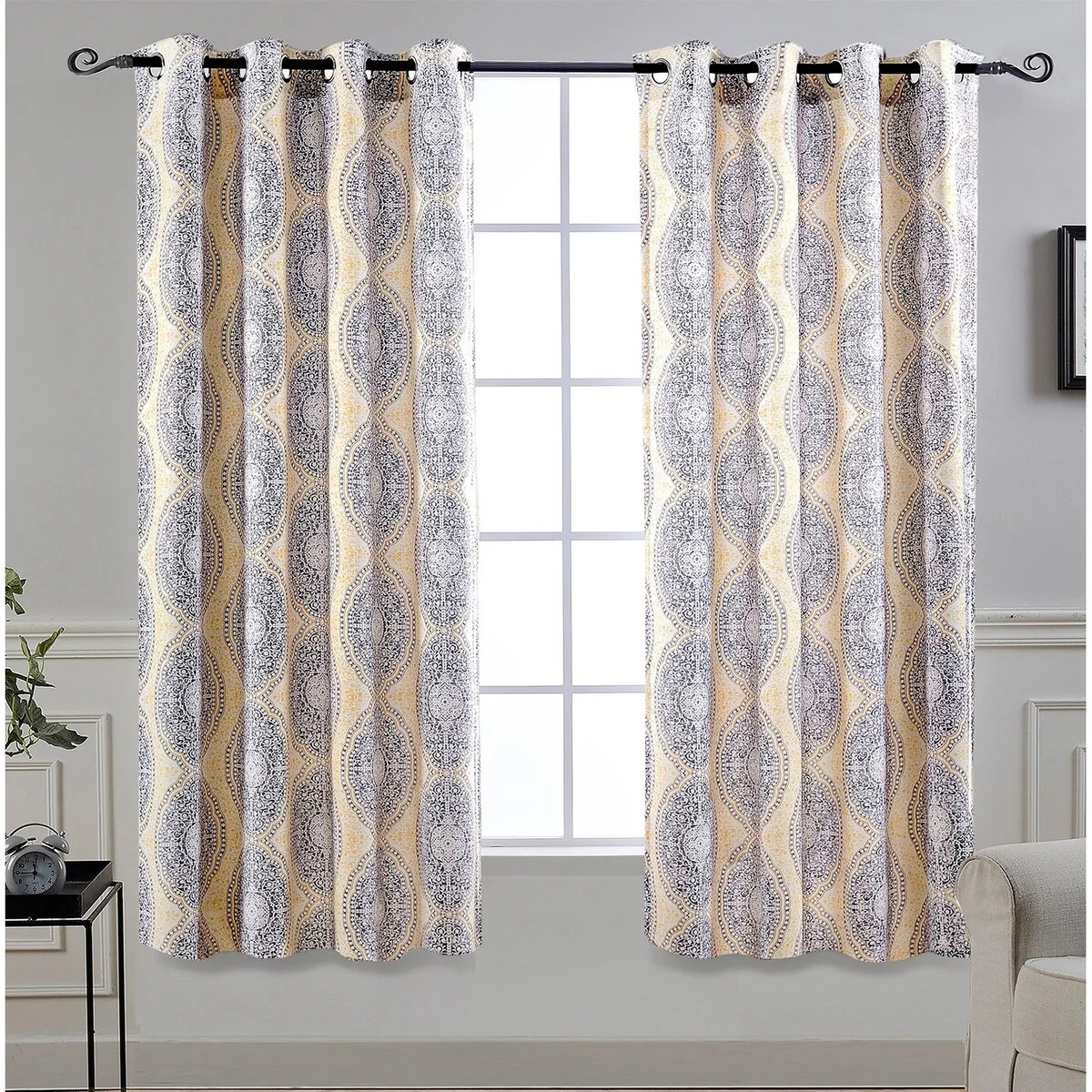 DriftAway Adrianne Pastel Damask Room Darkening Curtain Panel Pair