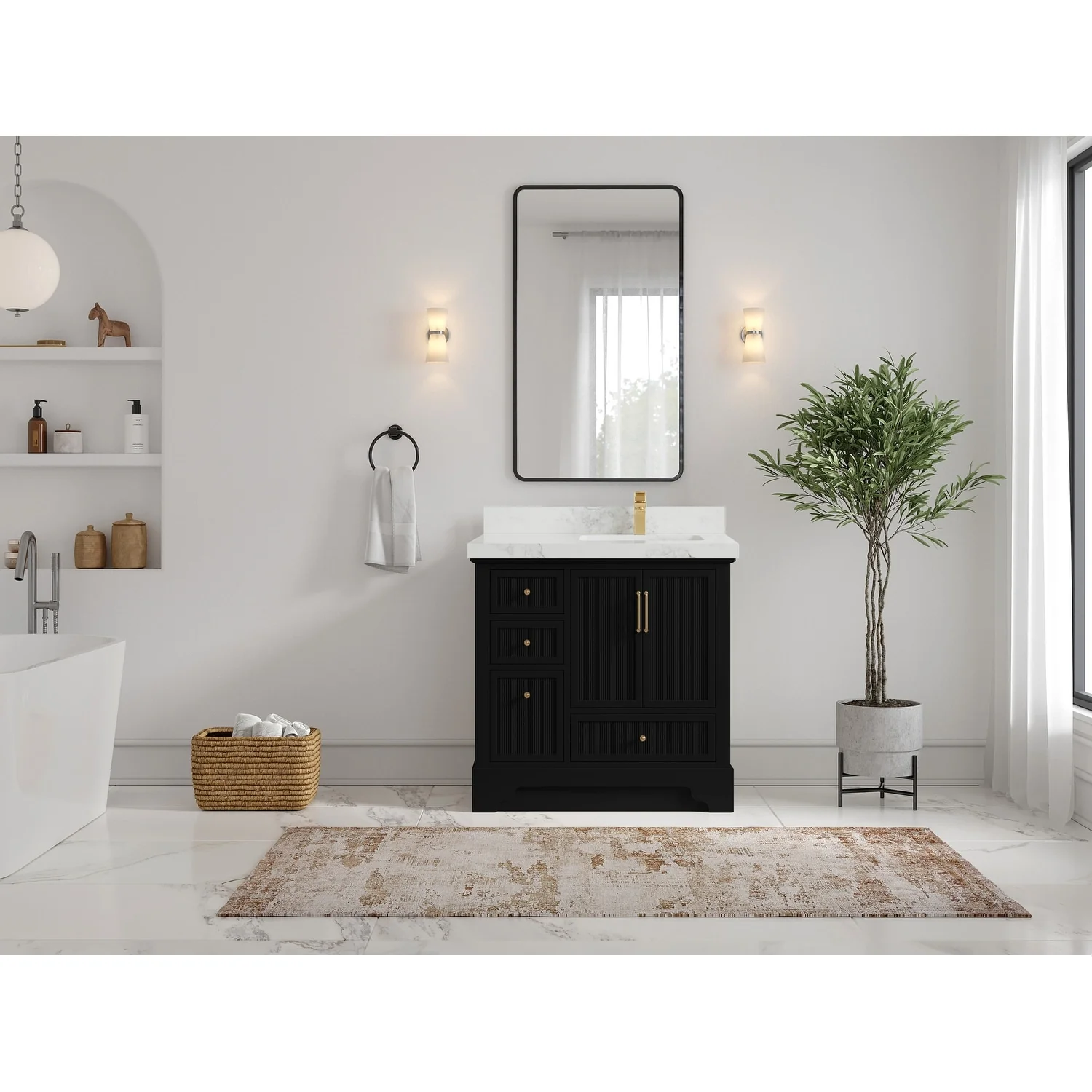 Willow Collections 36 in. W x 22 in. D Alys Right Offset Sink Bathroom Vanity with Countertop