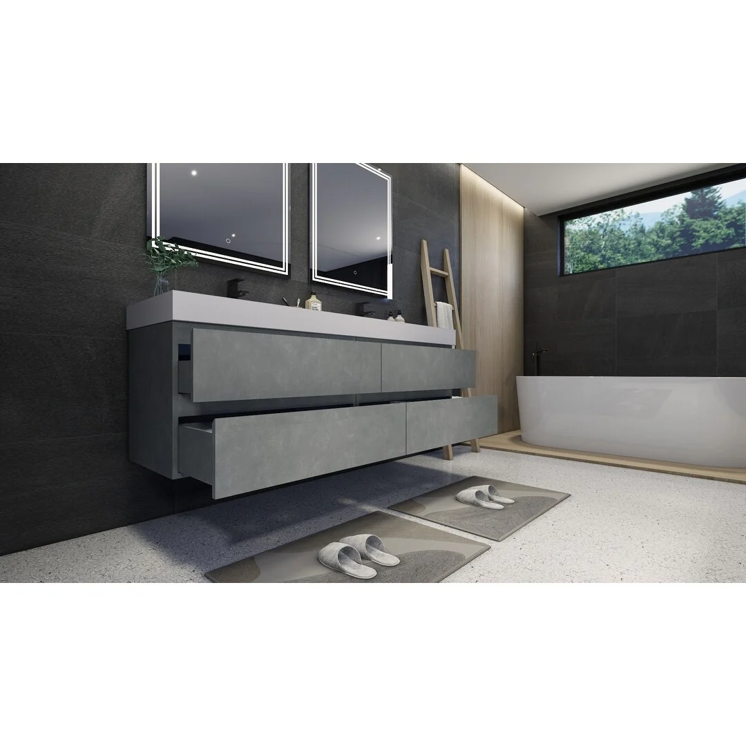 Baillie 72'' Wall-Mounted Vanity with Double Reinforced Acrylic Sink