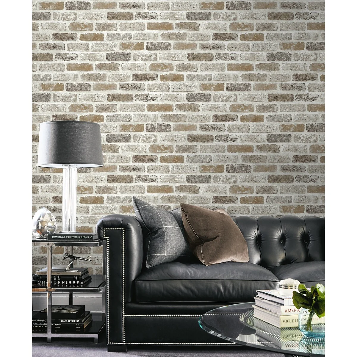 NextWall Washed Brick Peel and Stick Removable Wallpaper
