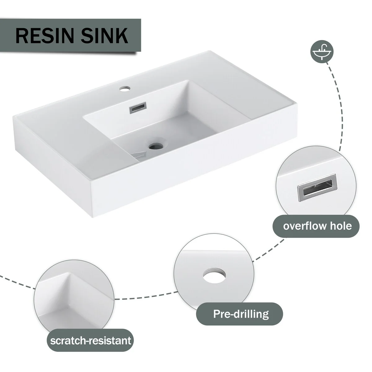 Bathroom Vanity With Sink In 24/30/36 Inch, Floating Bathroom Vanity with Soft Close Door