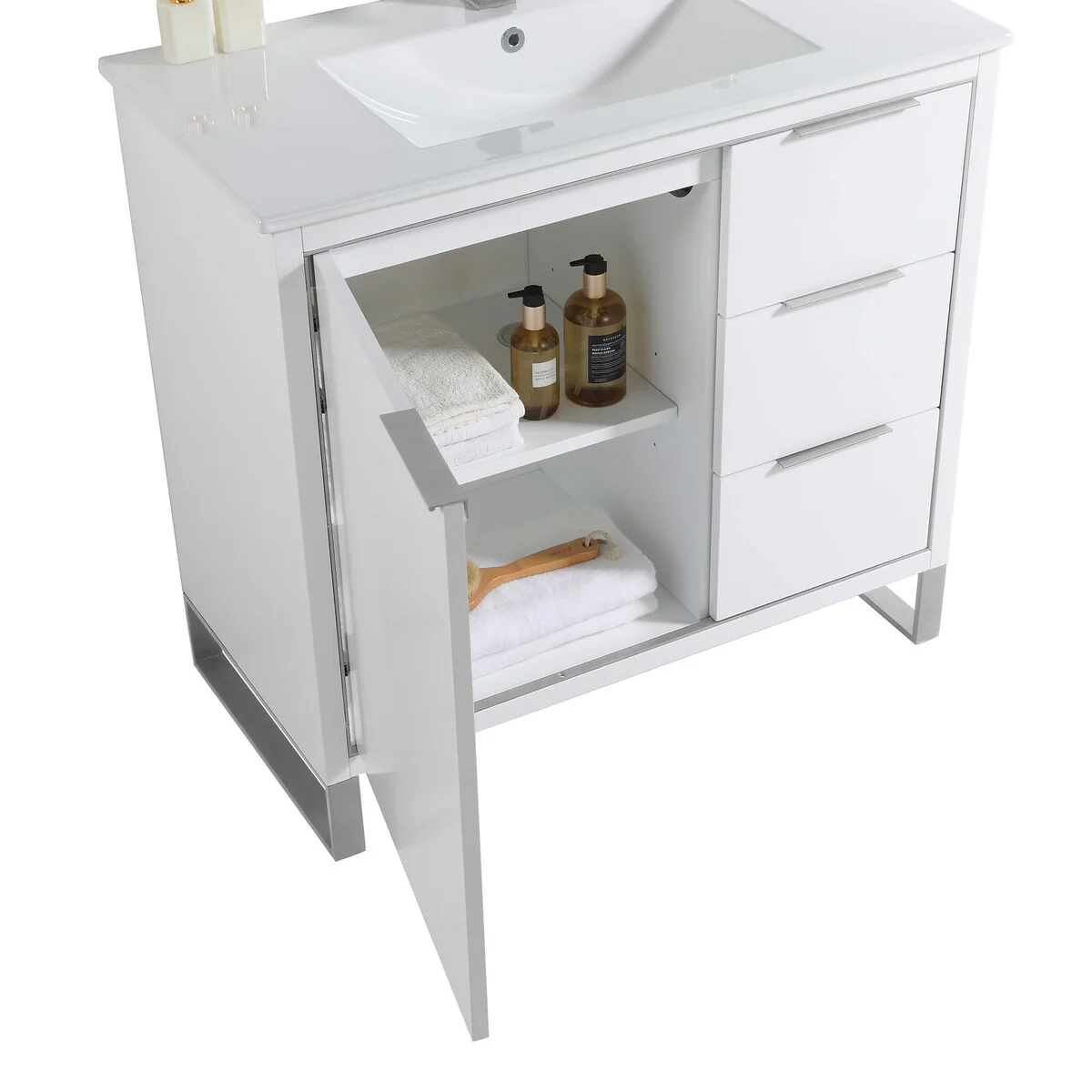 Fine Fixtures Opulence Collection Bathroom Vanity with White Ceramic Sink