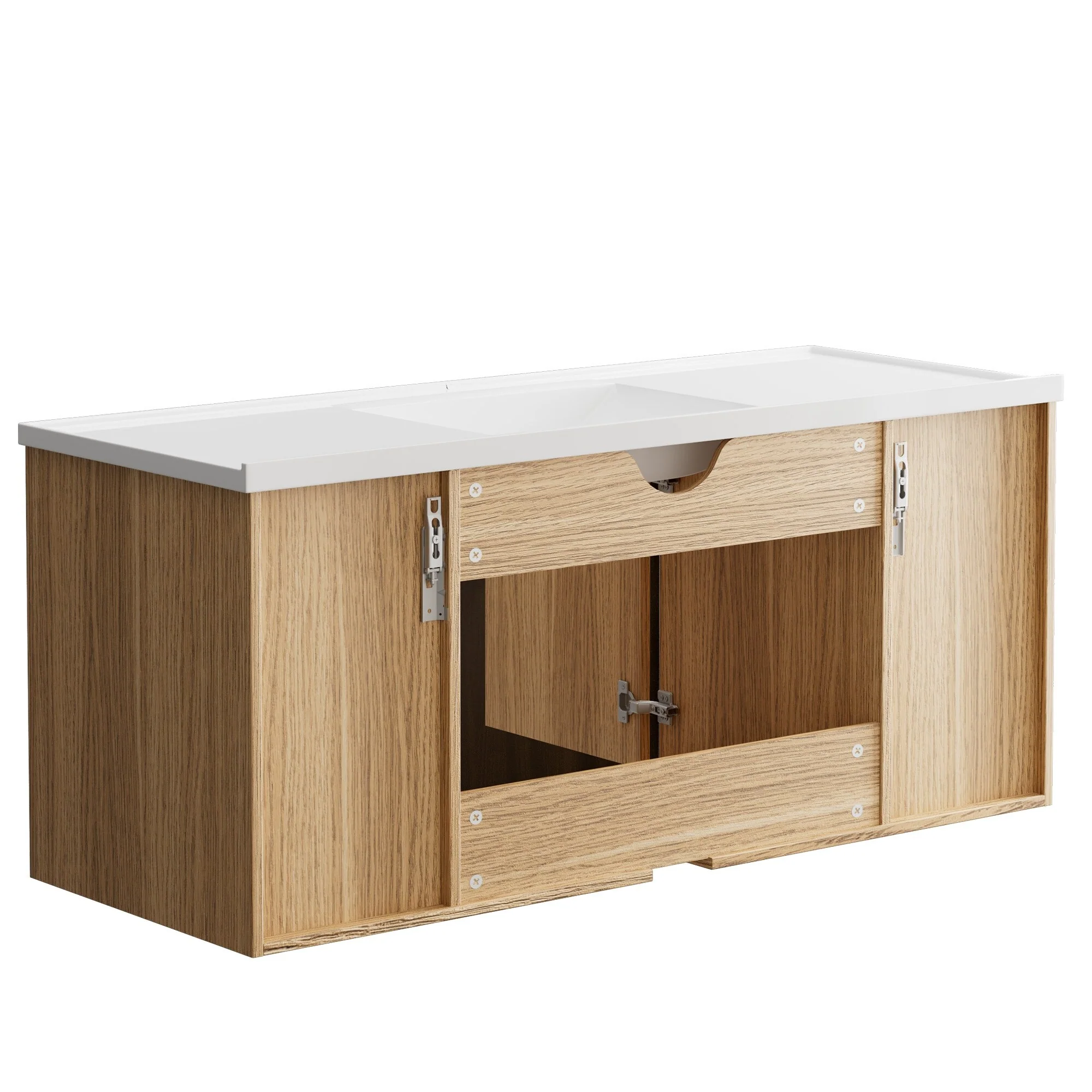 48-Inch Wall-Mounted Modern Bathroom Vanity with Single Sink – Sleek MDF Construction for Contemporary Spaces