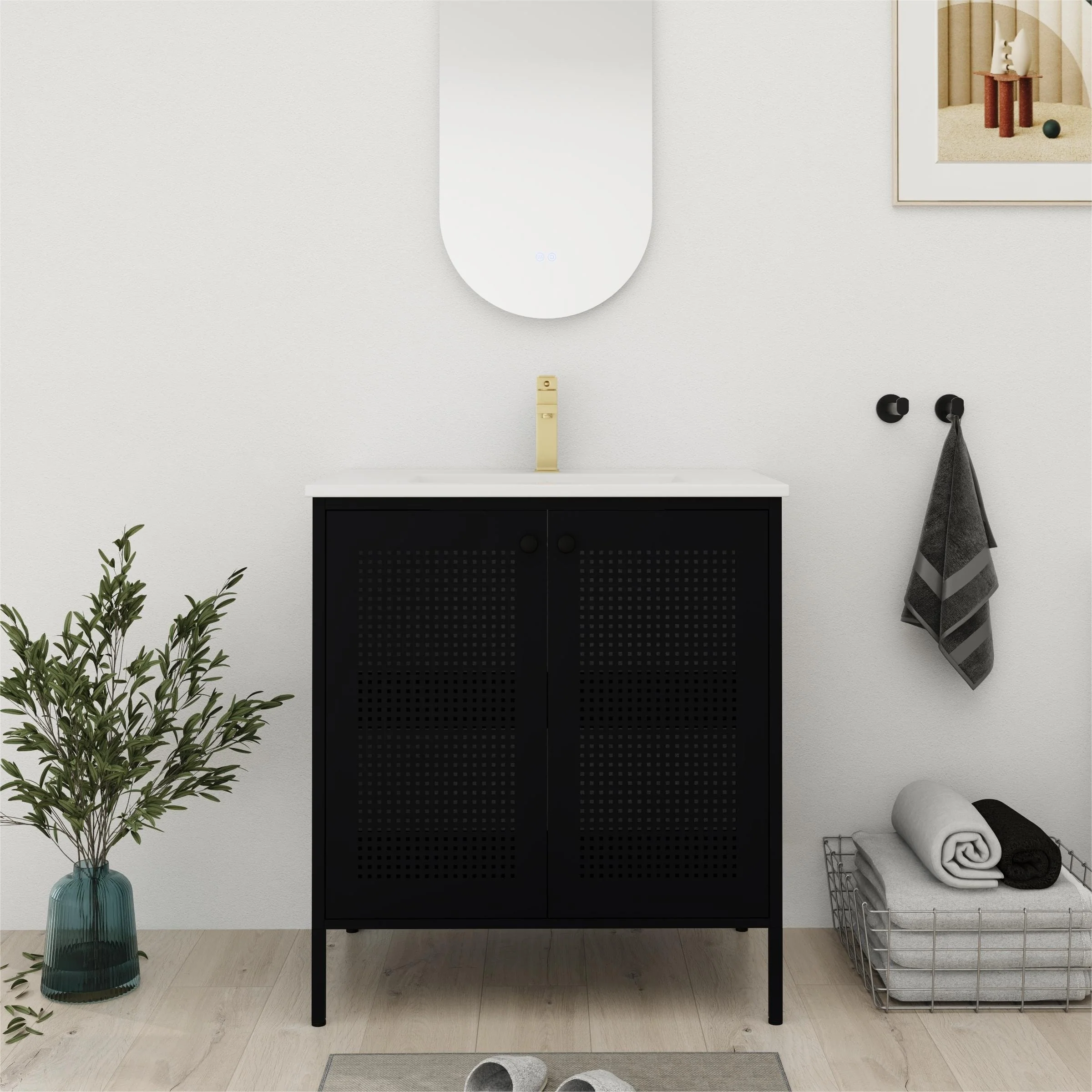 Bathroom Vanity With Sink In 30 Inch, Freestanding Bathroom Vanity With Soft Close Door