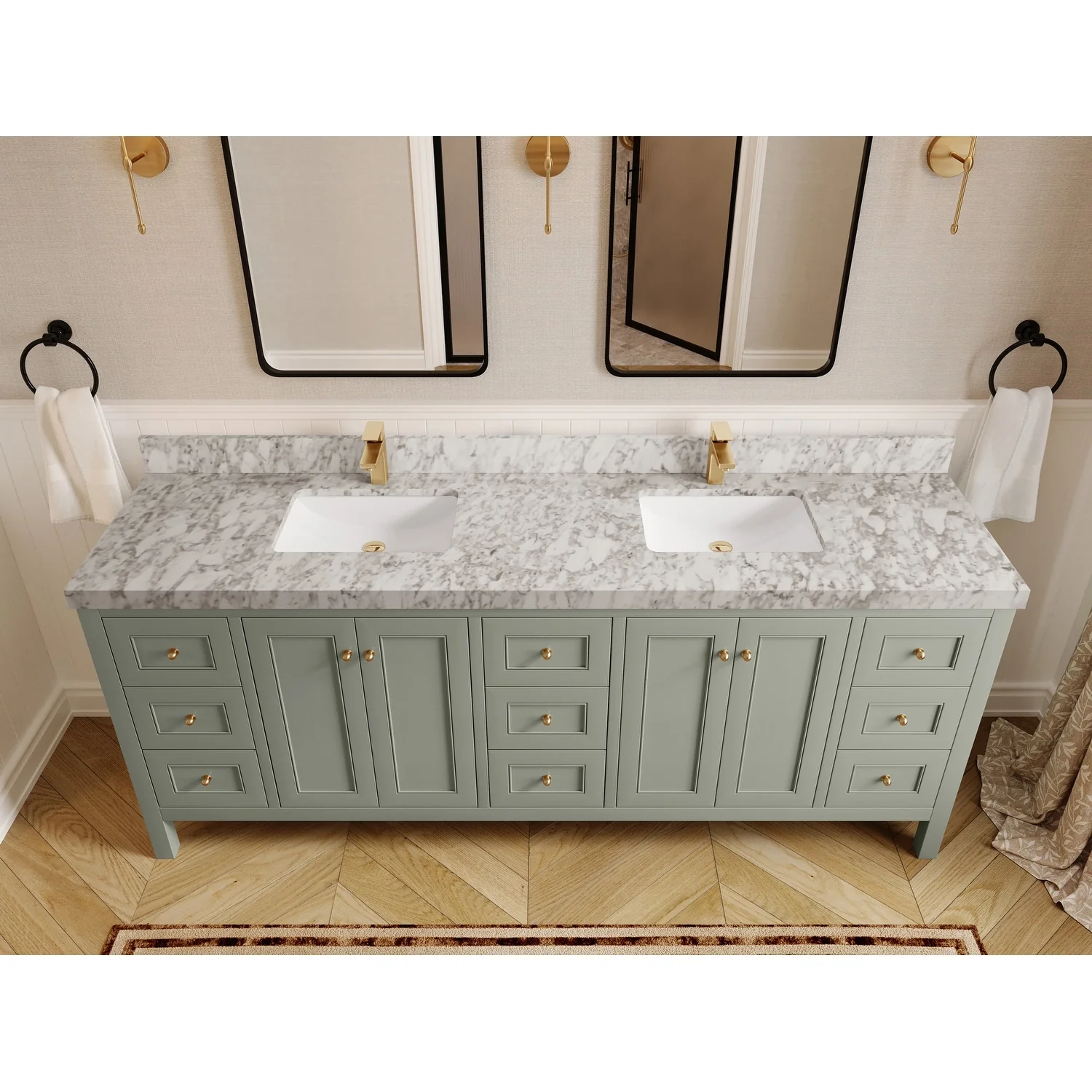 Willow Collections 84 in. W x 22 in. D Nashville Double Bowl Sink Bathroom Vanity with Countertop