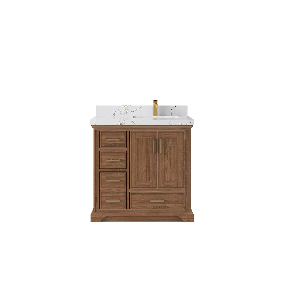 Willow Collections 36 in. W x 22 in. D Charlotte Teak Right Offset Sink Bathroom Solid Teak Vanity with Countertop