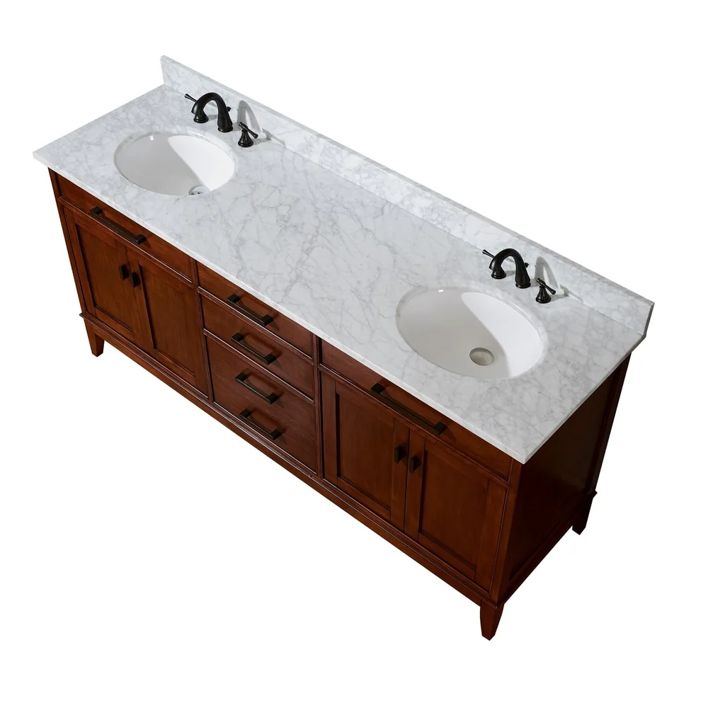 Avanity Madison 72-inch Double Vanity in Tobacco Finish with Dual Sinks and Top