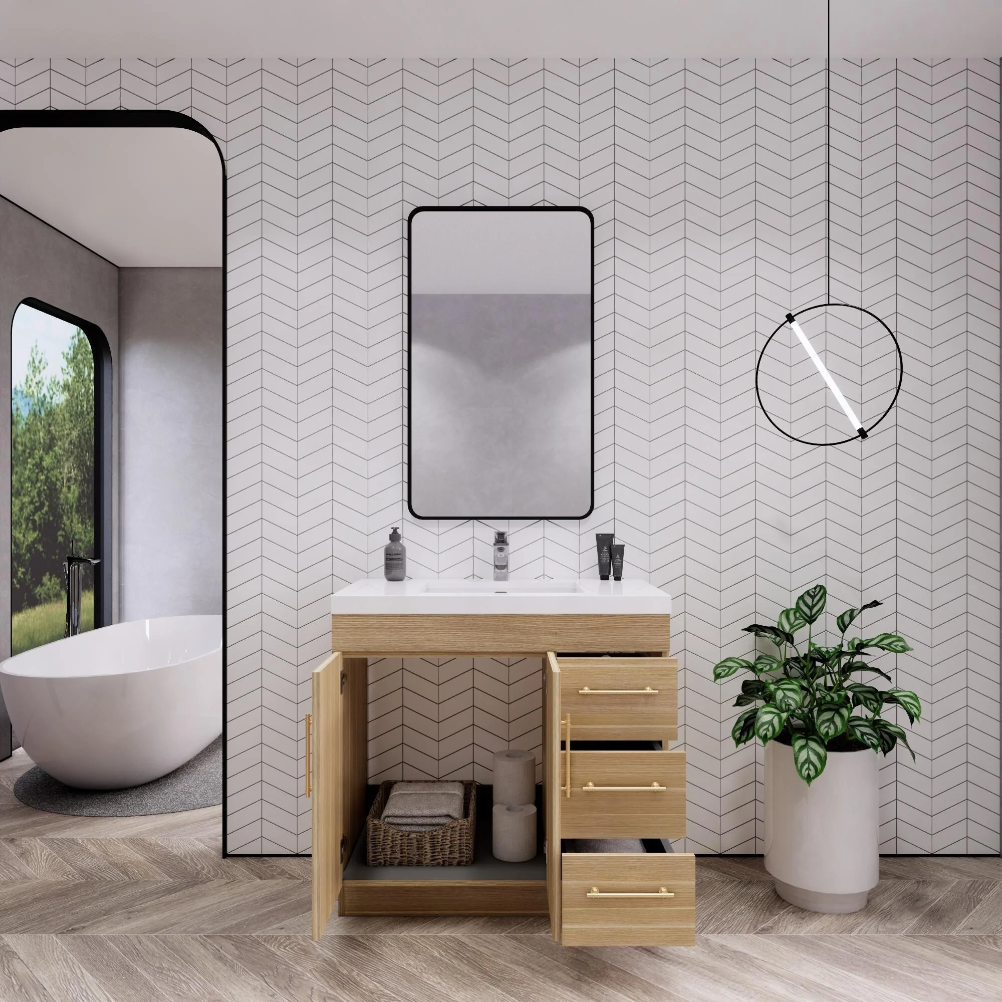 Eliza 36 Freestanding Vanity (Right Drawers) with Single Sink