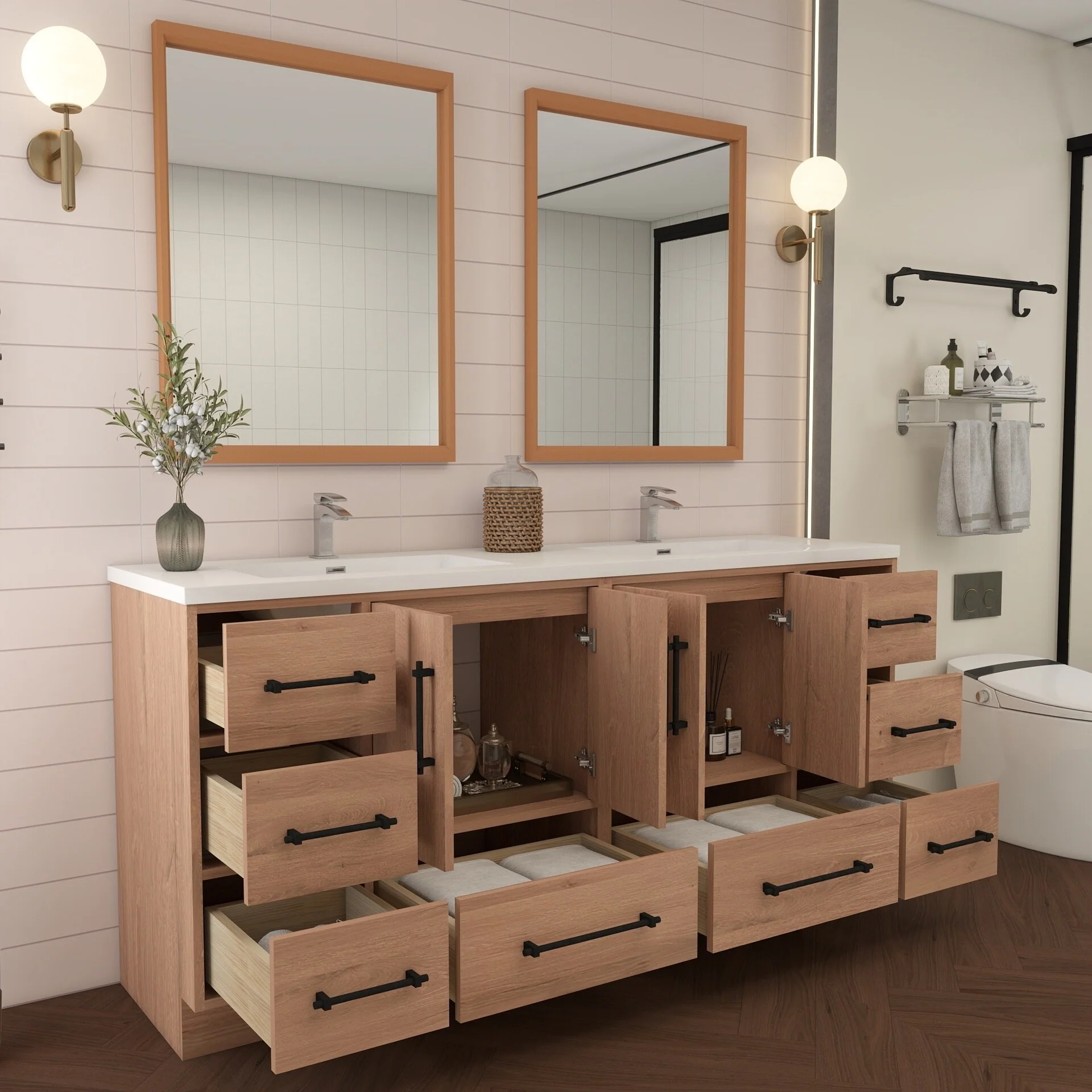 Victoria 72'' Freestanding Vanity with Double Reinforced Acrylic Sink - 71.5